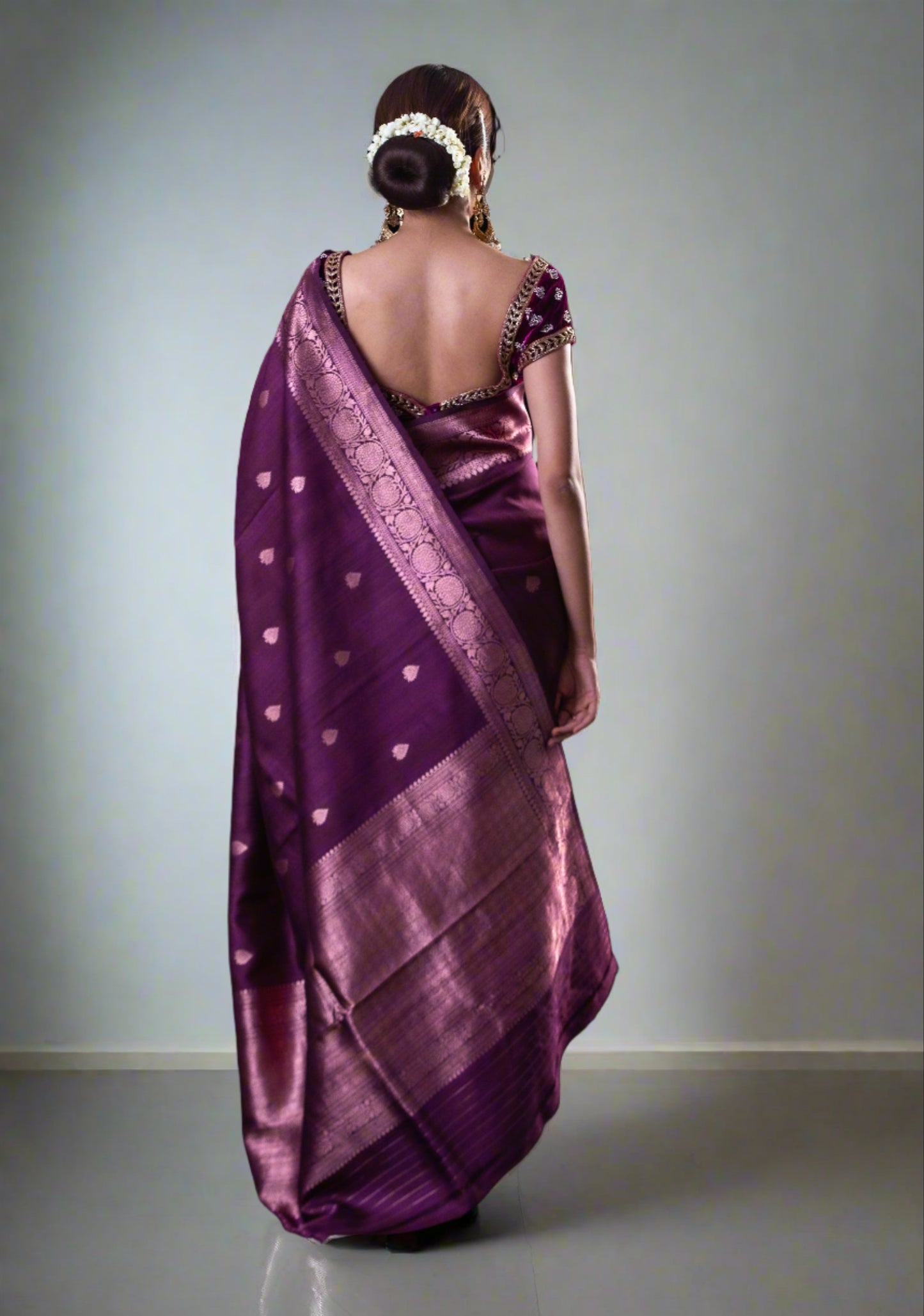 Magenta Handwoven Tussar Silk  Kadwa  Banarasi Saree