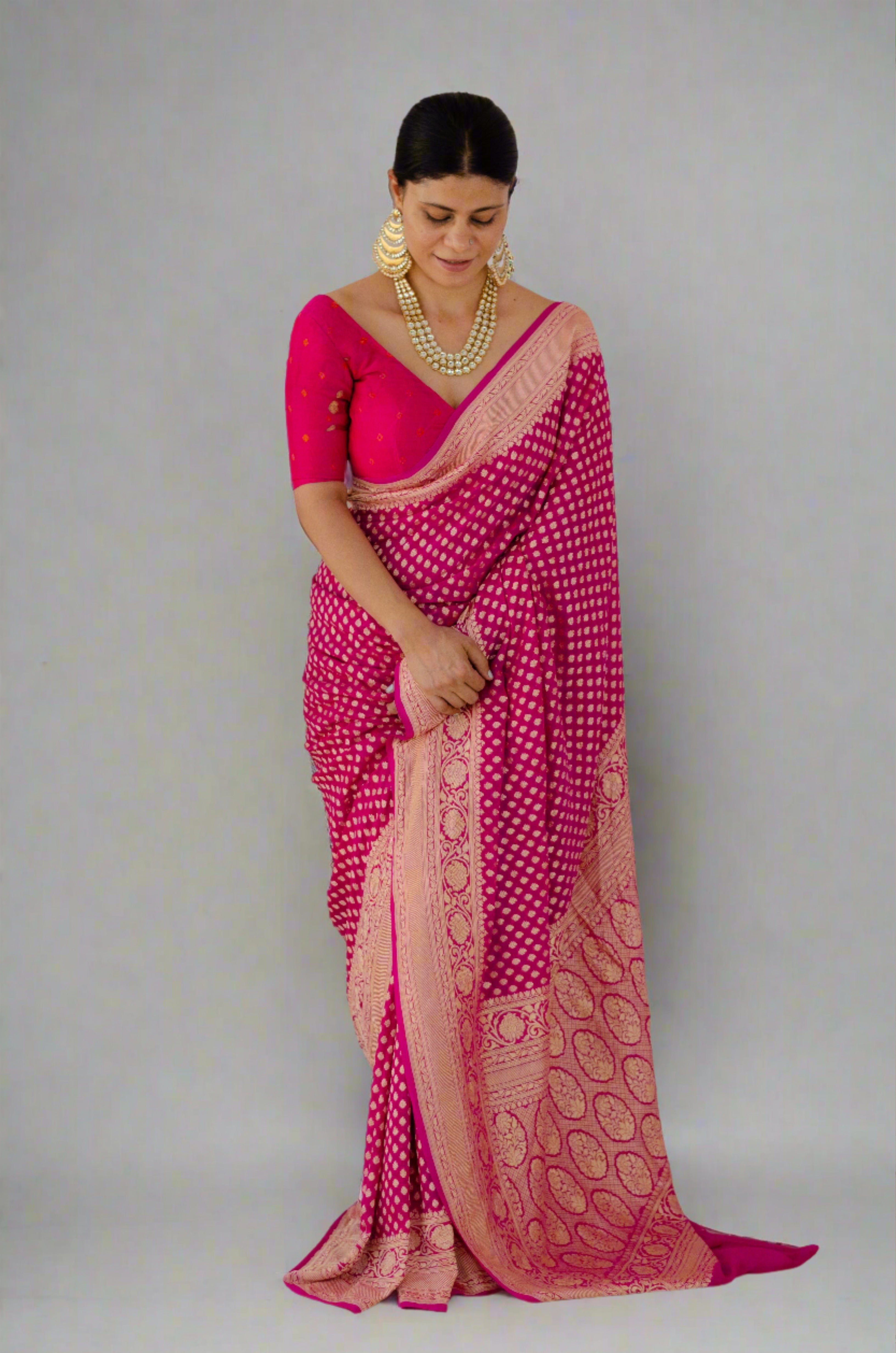 Buy Pure Chiffon Banarasi Saree Online In India - Monamaar