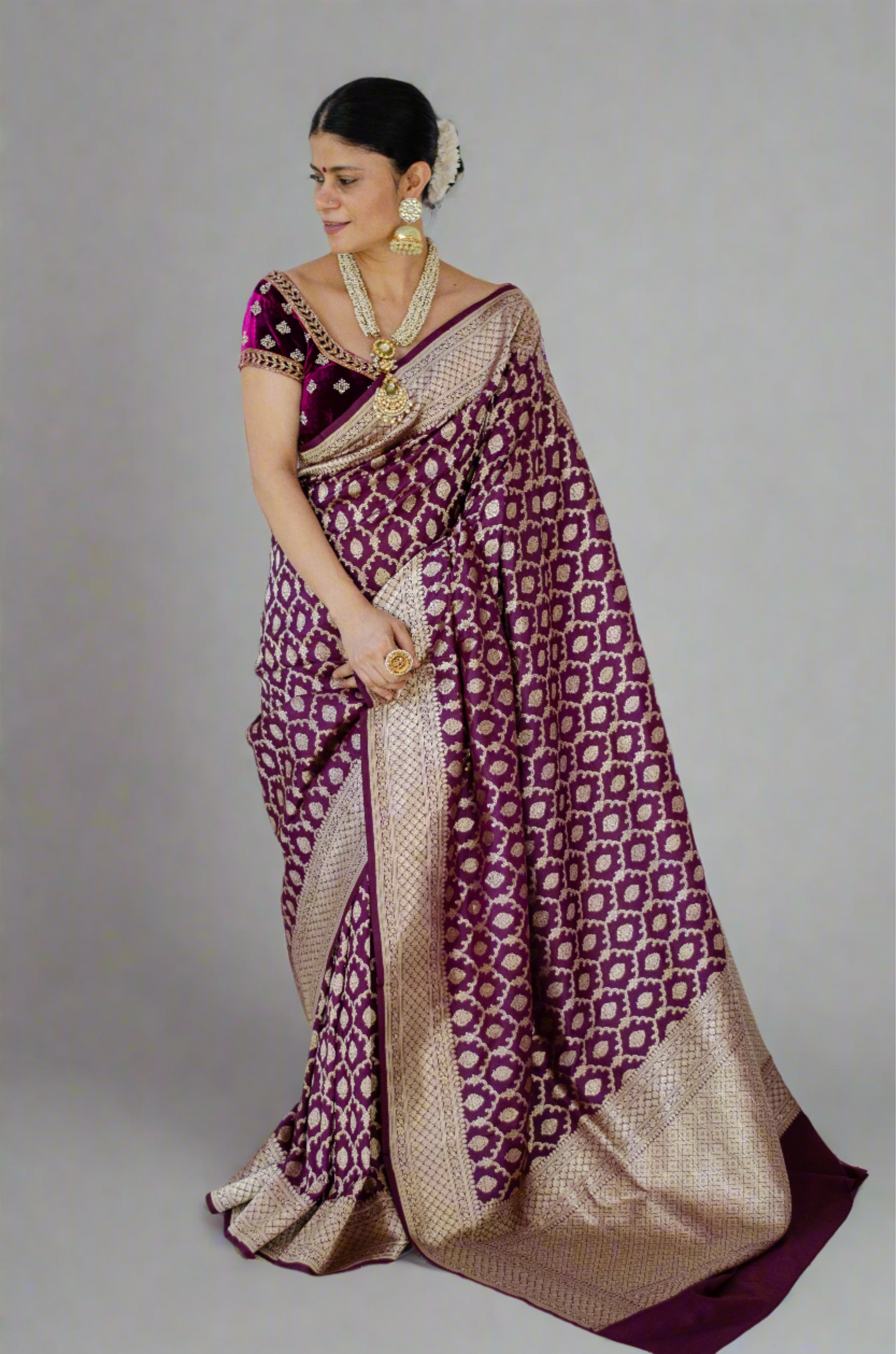 CM - Magenta color weaving silk Saree