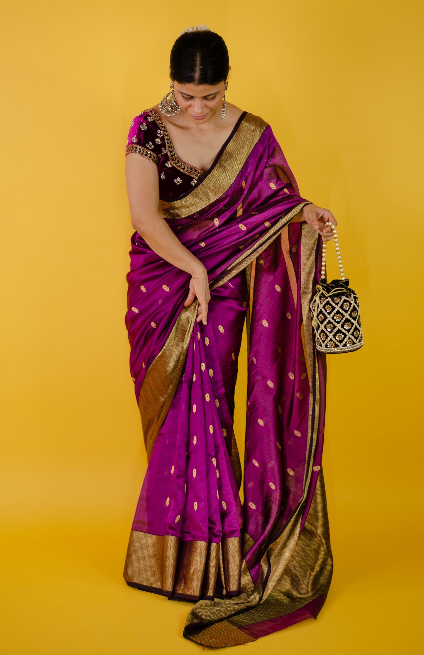 Handloom Chanderi Silk Saree With Nakshi Silk Border