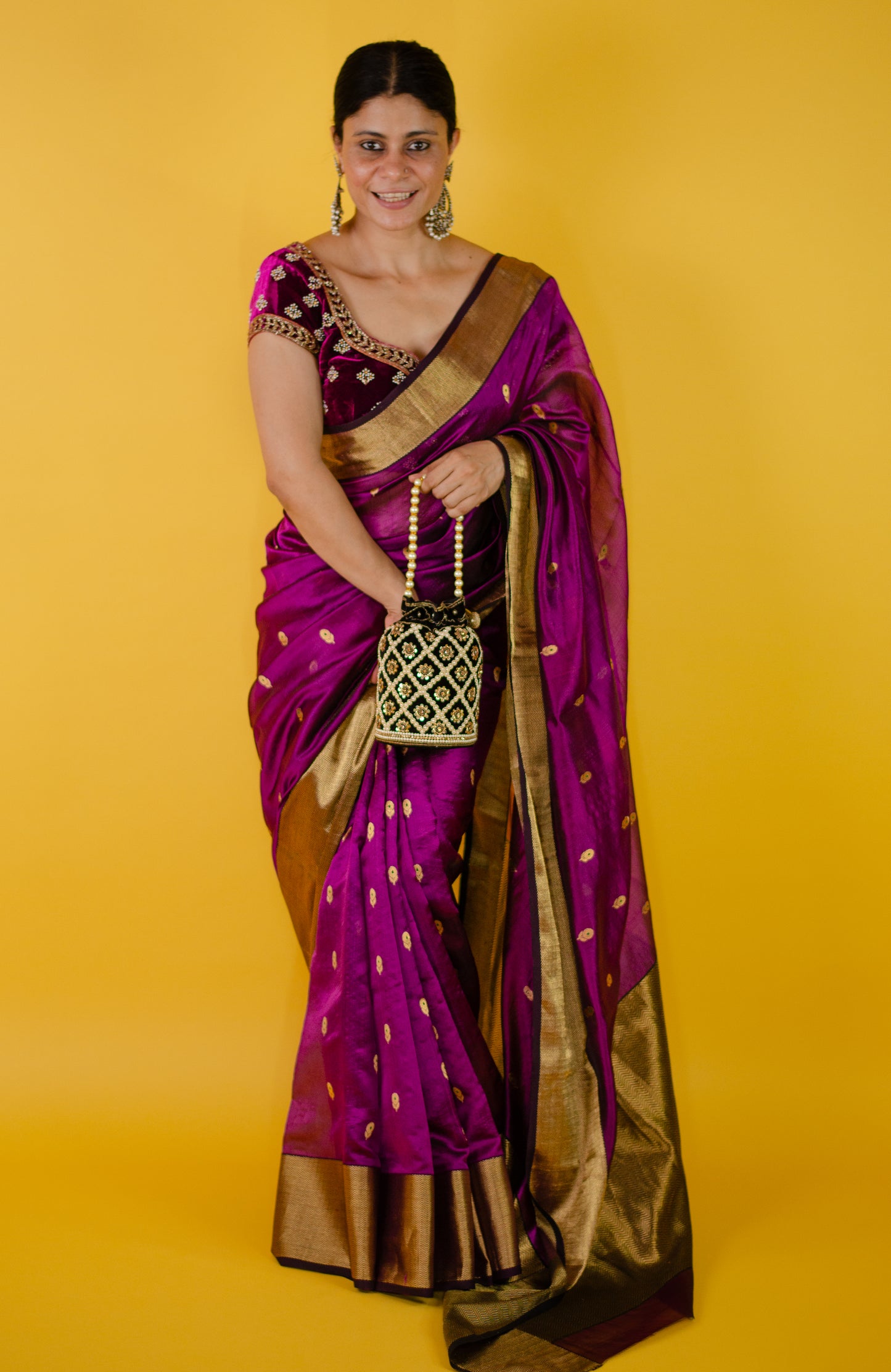 Handloom Chanderi Silk Saree With Nakshi Silk Border