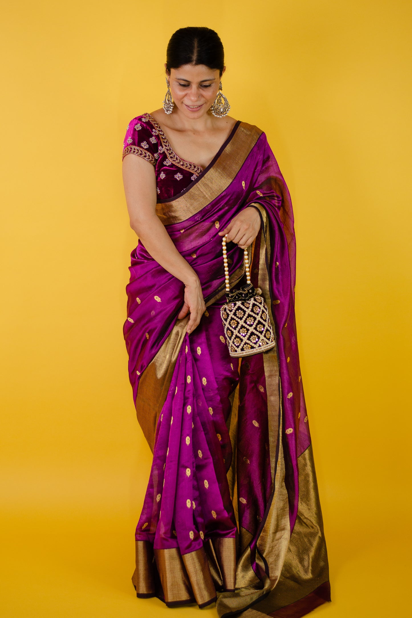 Handloom Chanderi Silk Saree With Nakshi Silk Border