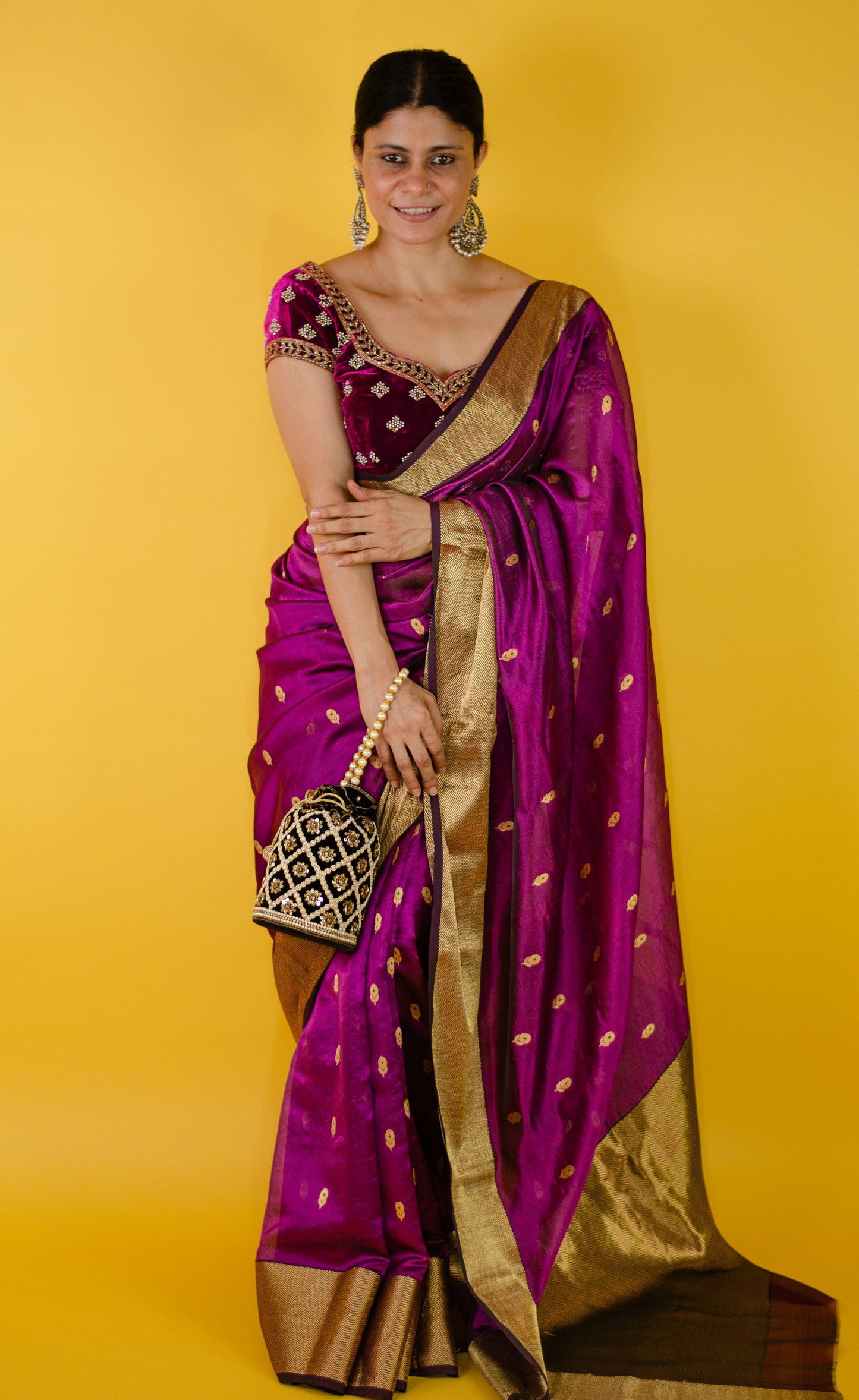 Handloom Chanderi Silk Saree With Nakshi Silk Border