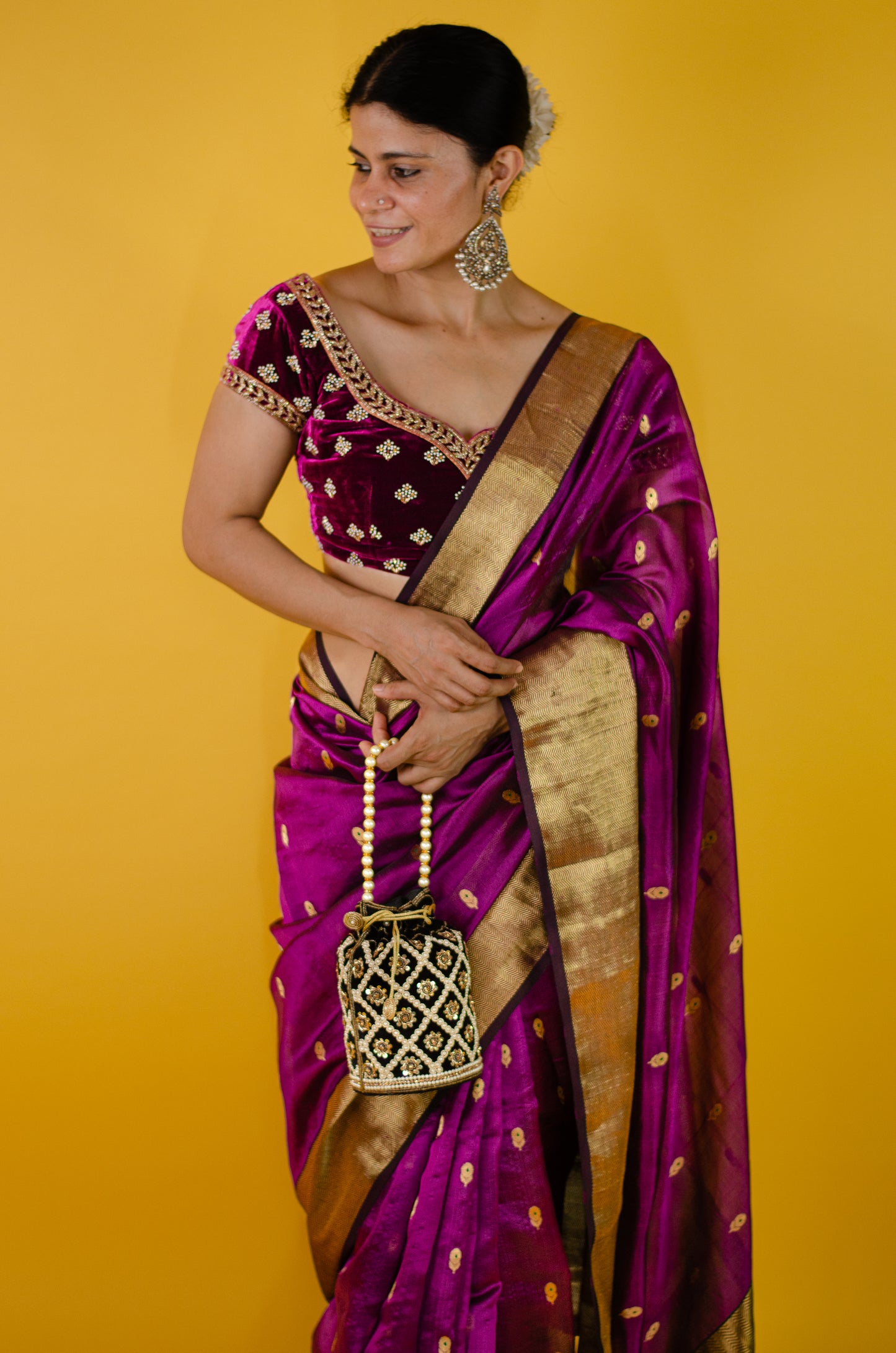 Handloom Chanderi Silk Saree With Nakshi Silk Border