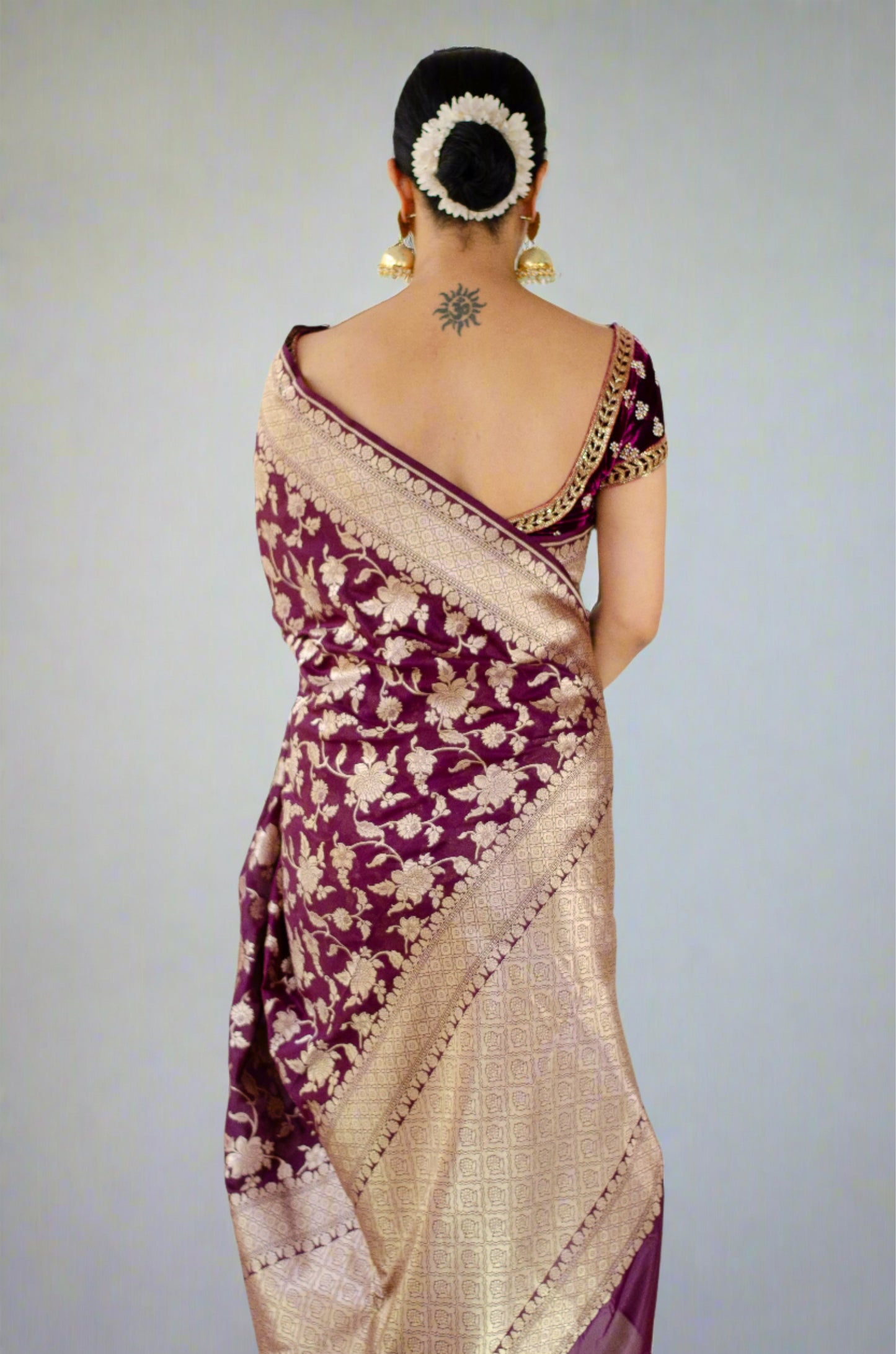 Magenta Colour Pure Handloom  Cutwork Katan Silk Saree.