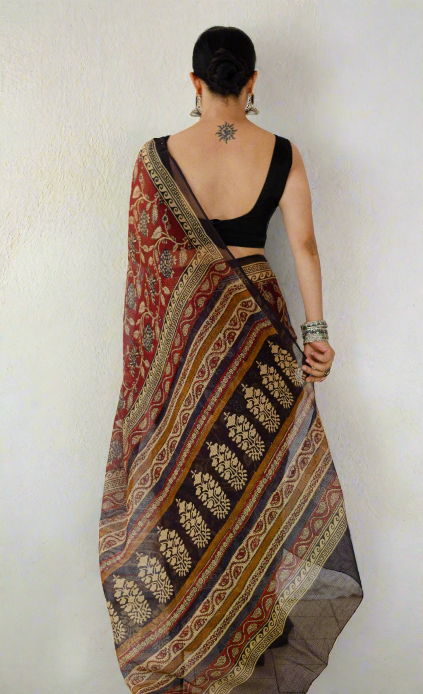 Hand Block Printed  Natural Dyed Kota Silk Saree.