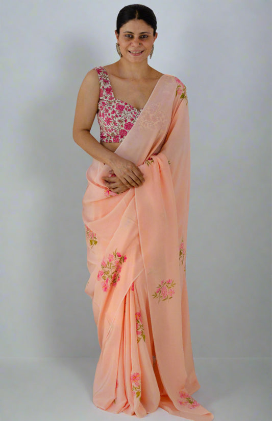 Hand Painted  Crepe Silk Saree.