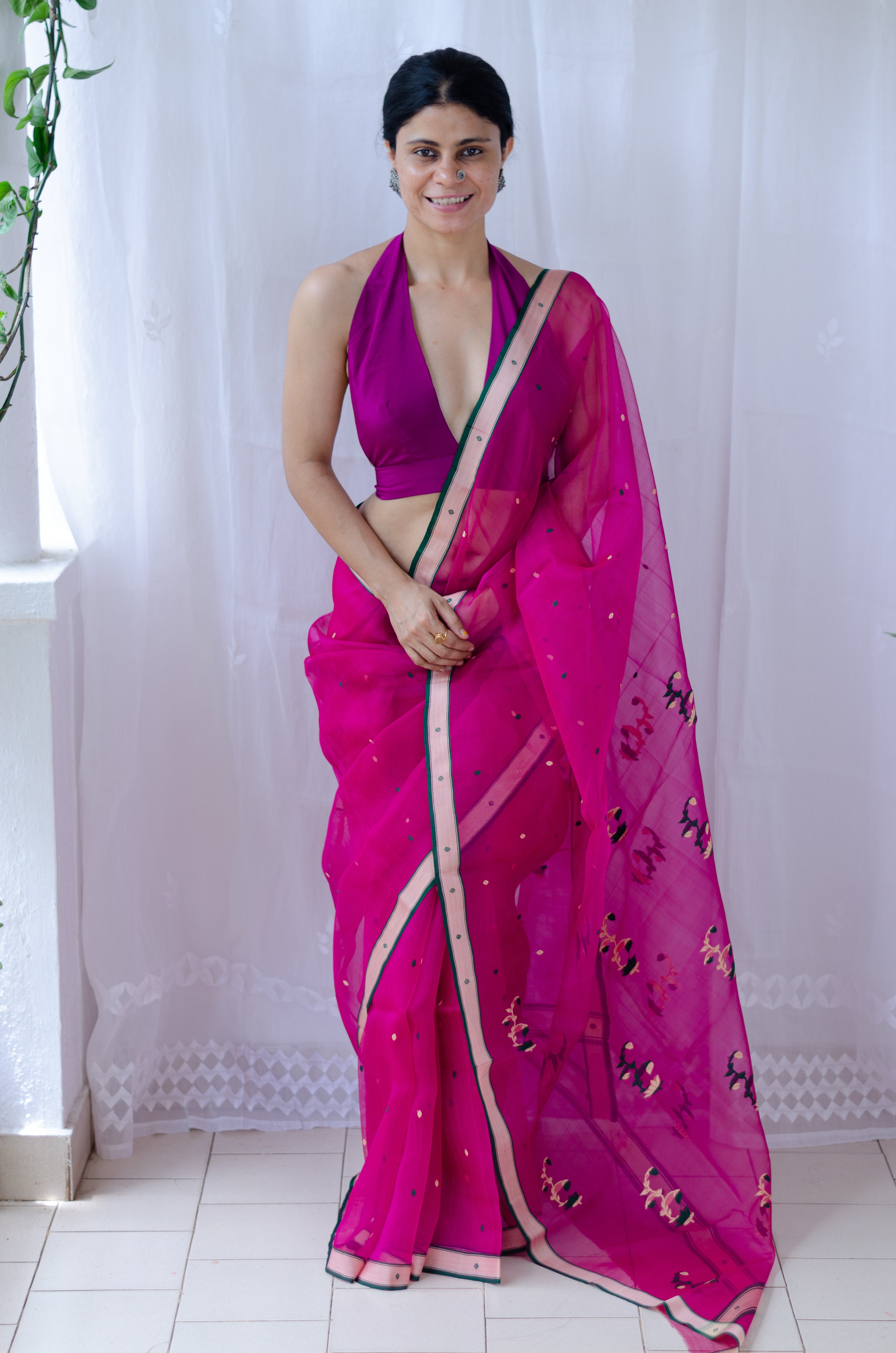 Black Organza Silk Saree