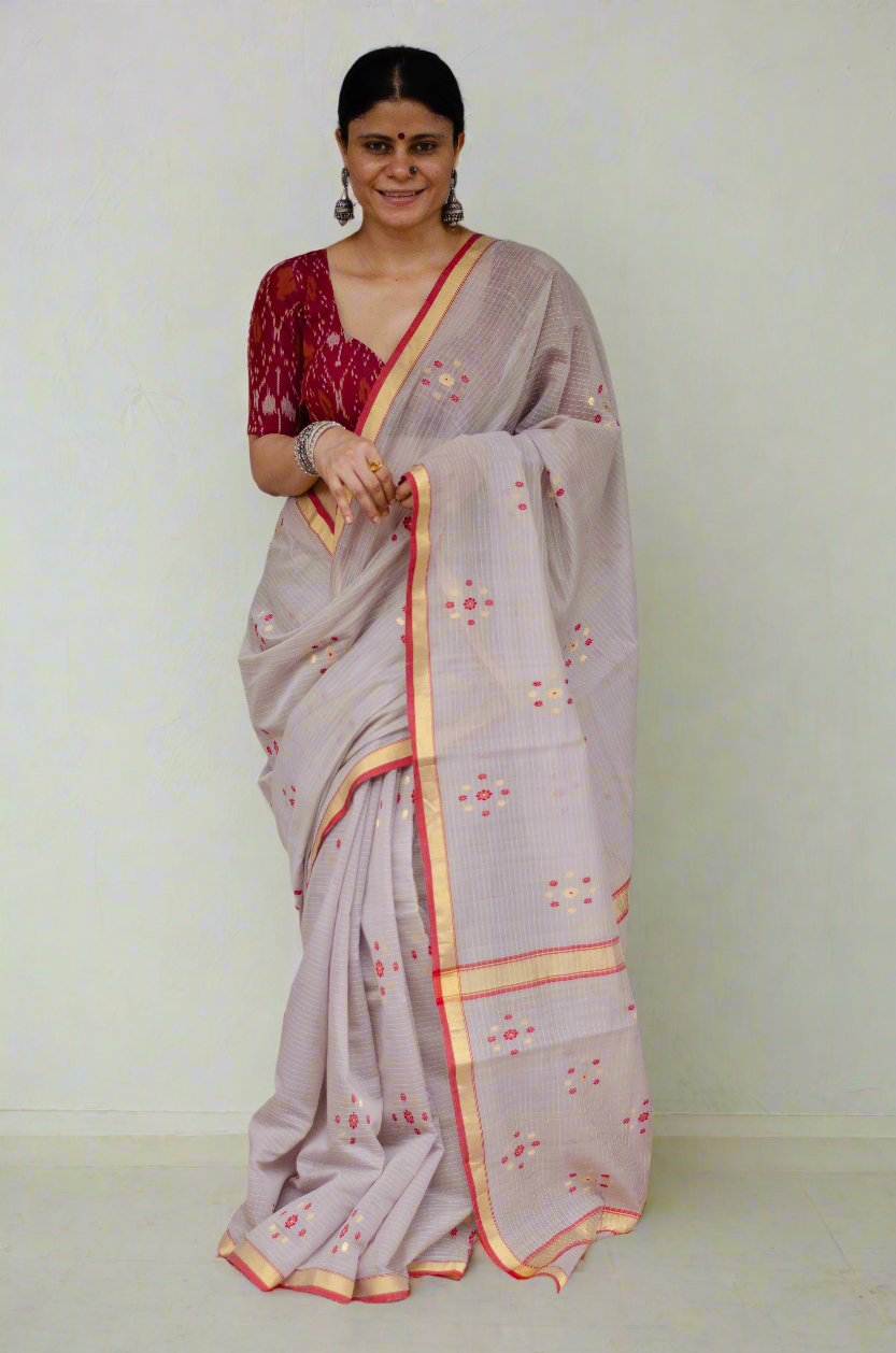 Masaba White Chanderi Saree | Buy Online at Aza Fashions