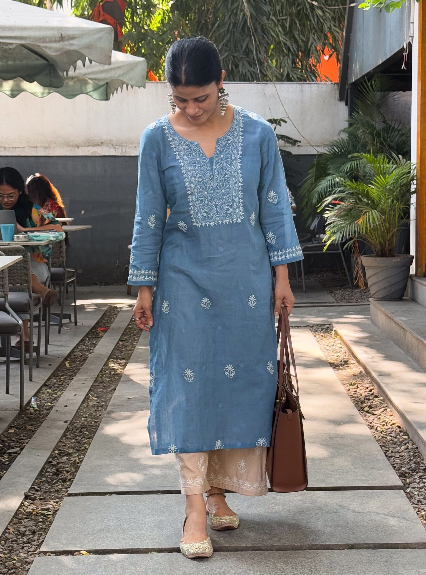 Handwoven Jamdani  Handembroidered Chikankari Kurta