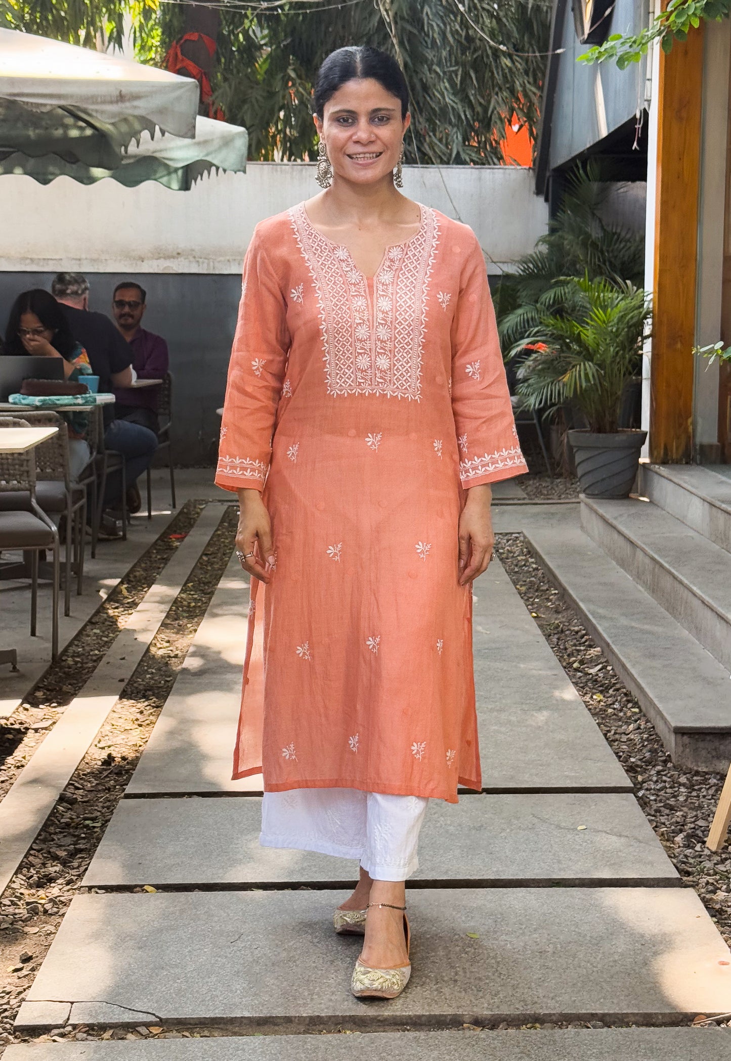 Handwoven Jamdani  Handembroidered Chikankari Kurta