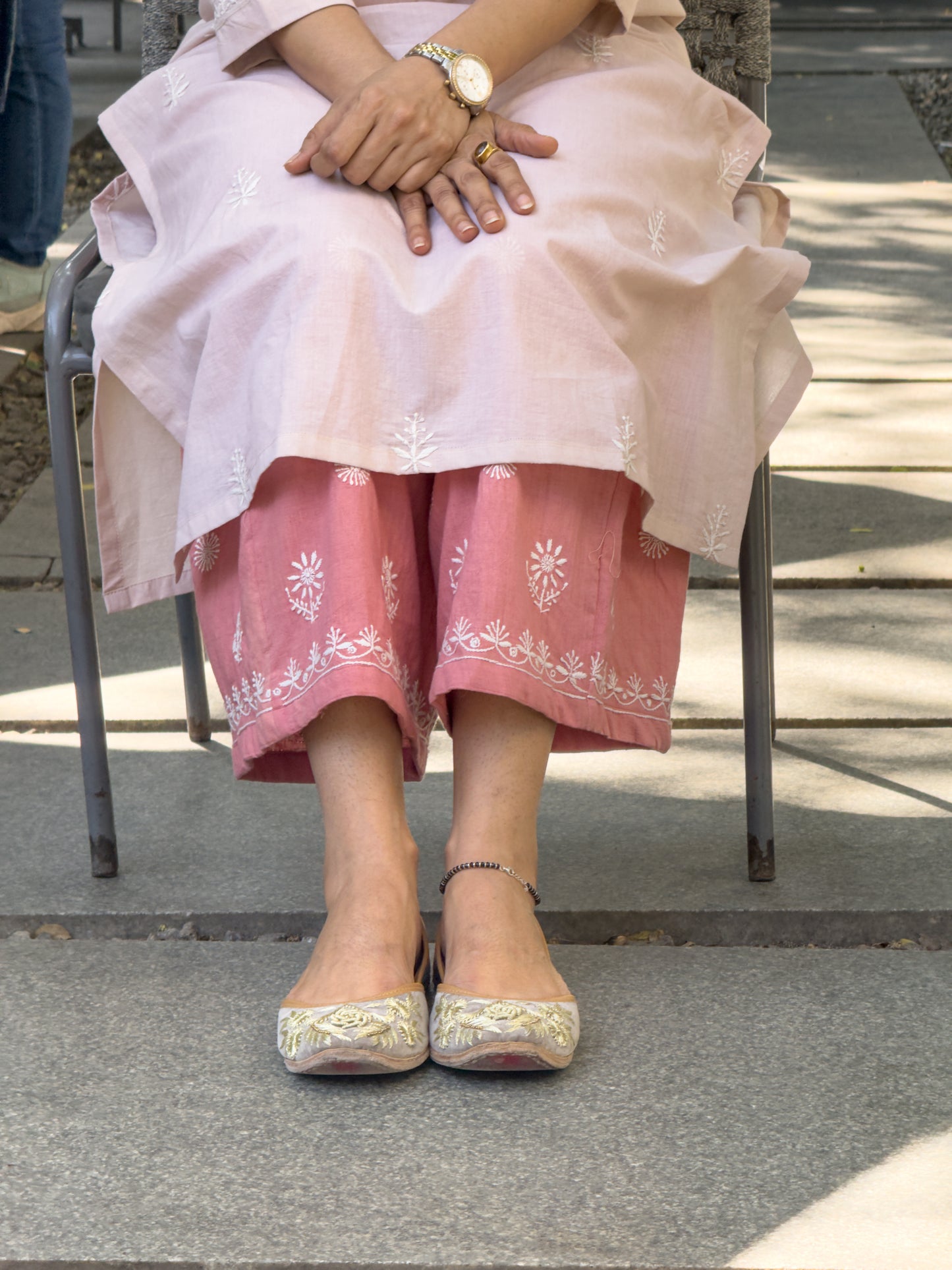 Handloom And Handembroidered Chikankari cotton pant