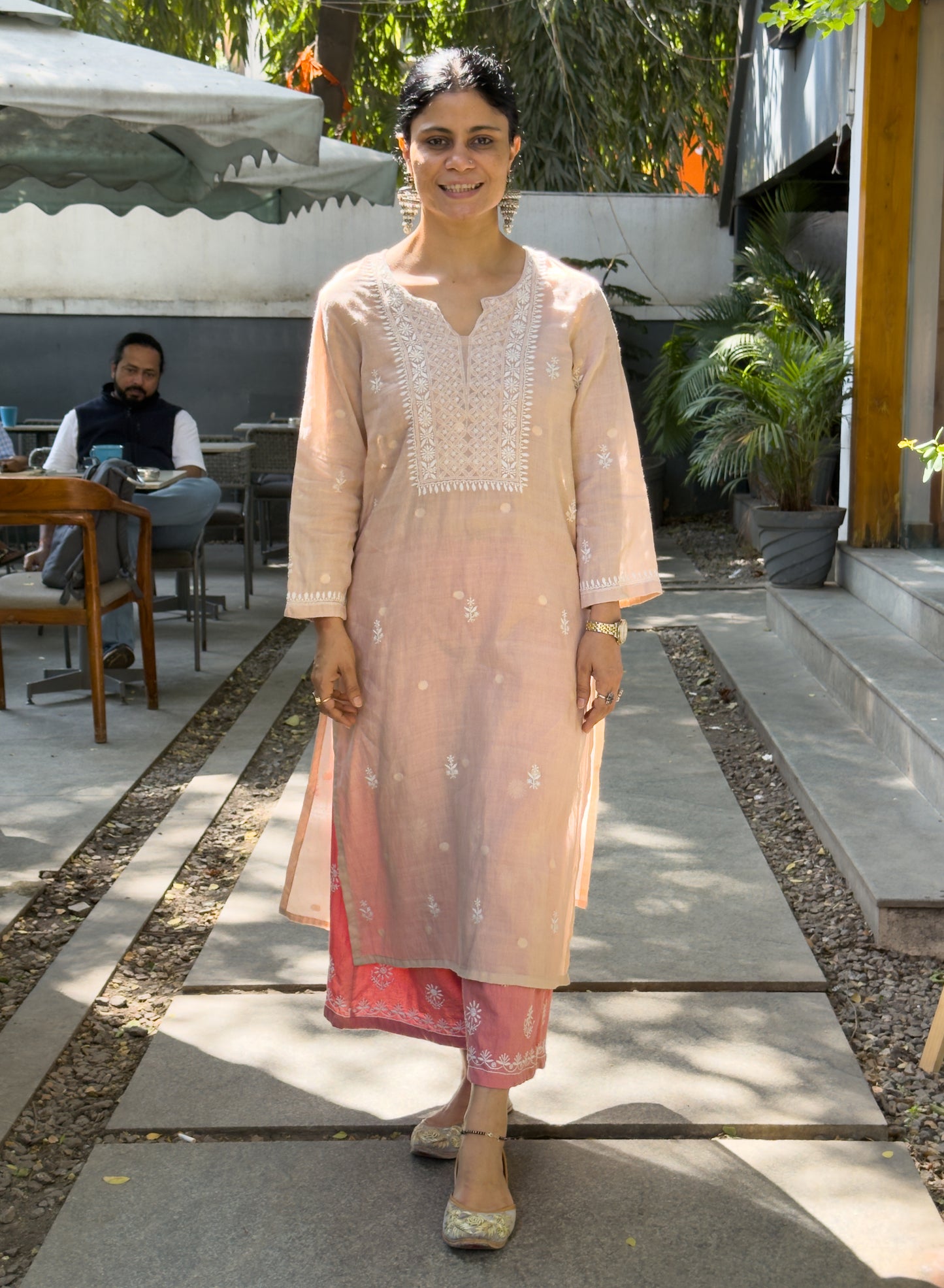 Handwoven Jamdani  Handembroidered Chikankari Kurta