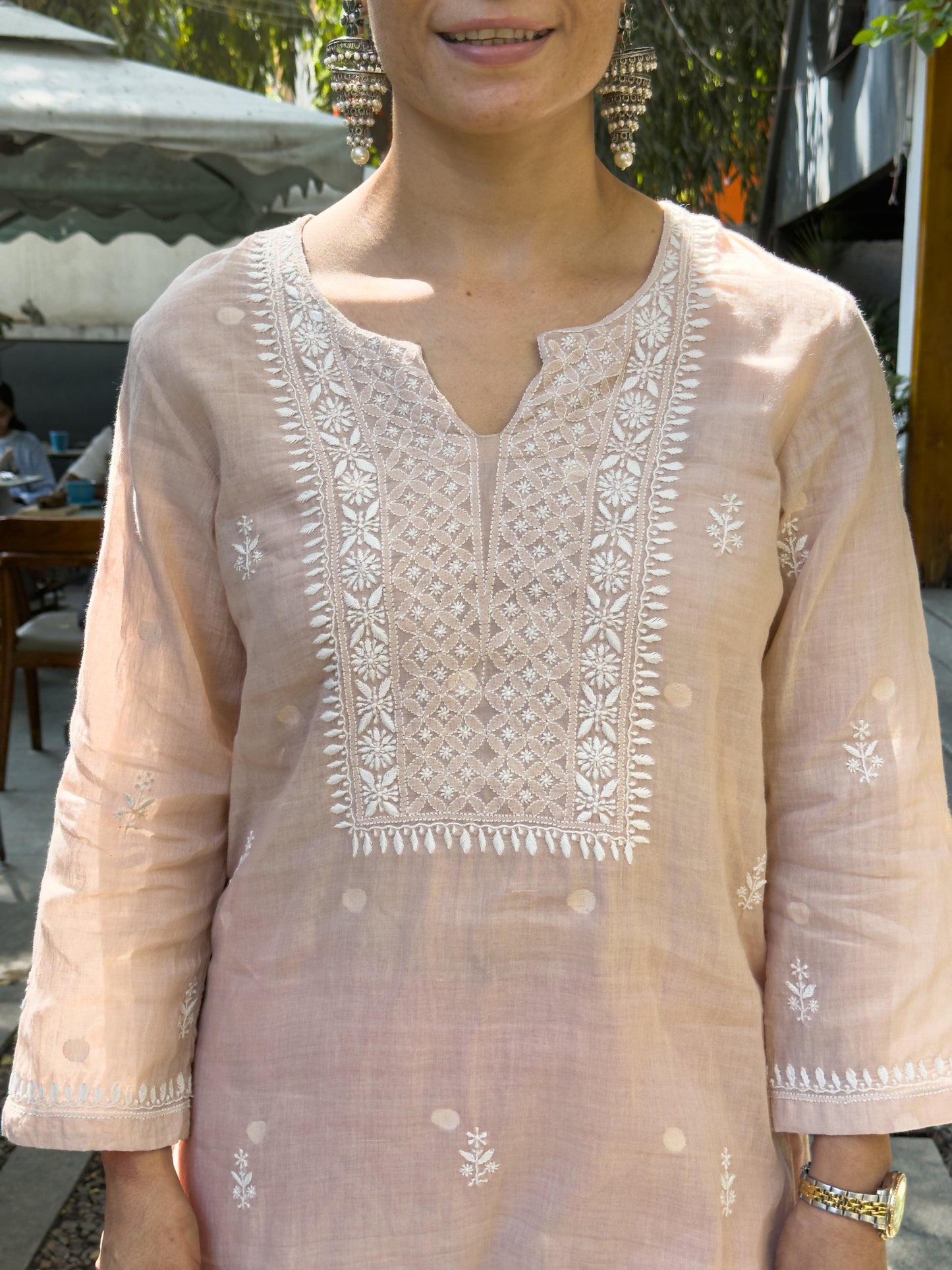 Handwoven Jamdani  Handembroidered Chikankari Kurta