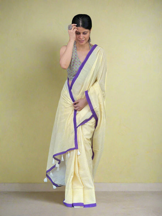 Handloom Cotton Sarees in handblock printed.