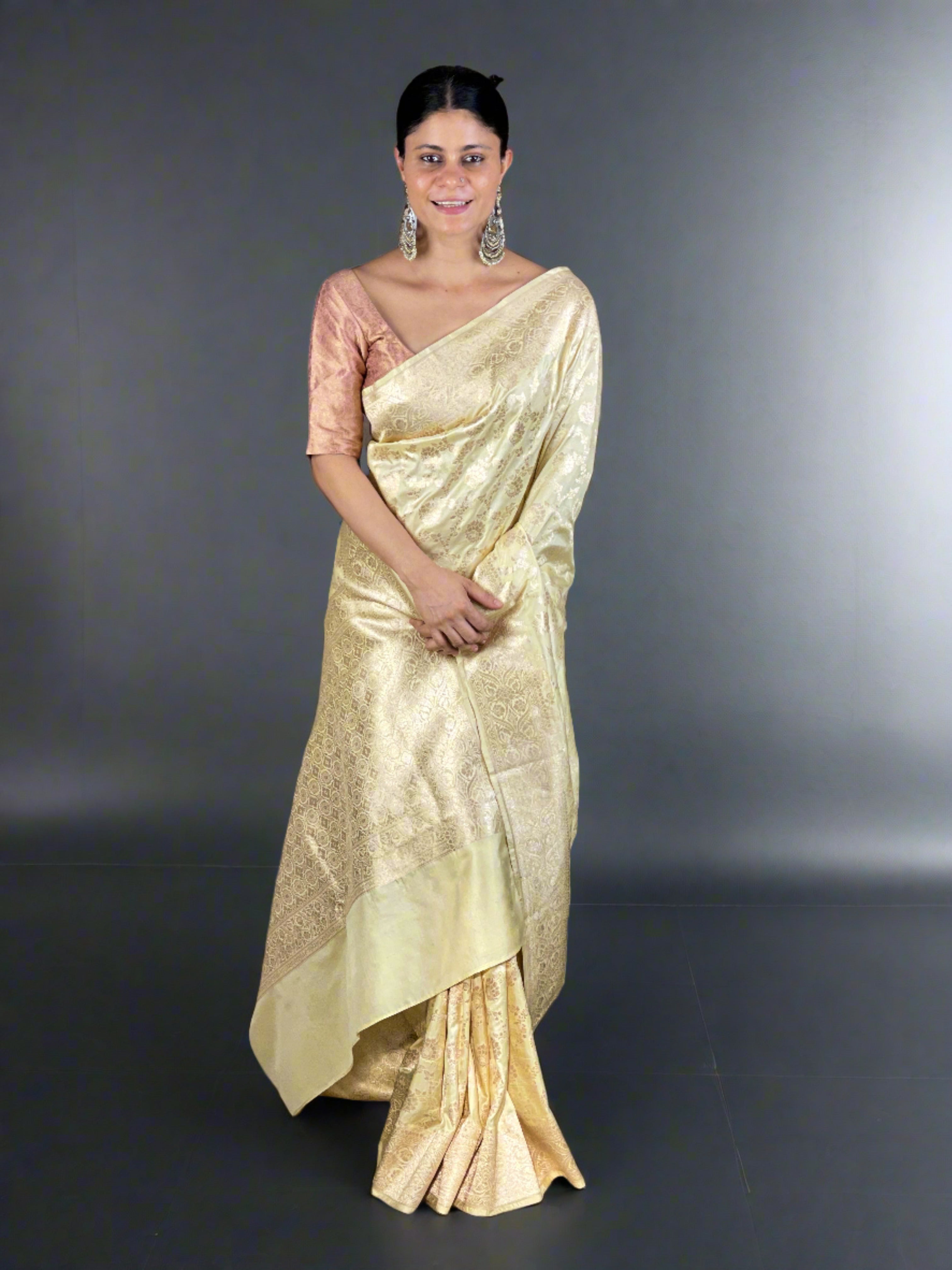 Cream Weaving Saree in Silk - SR23599