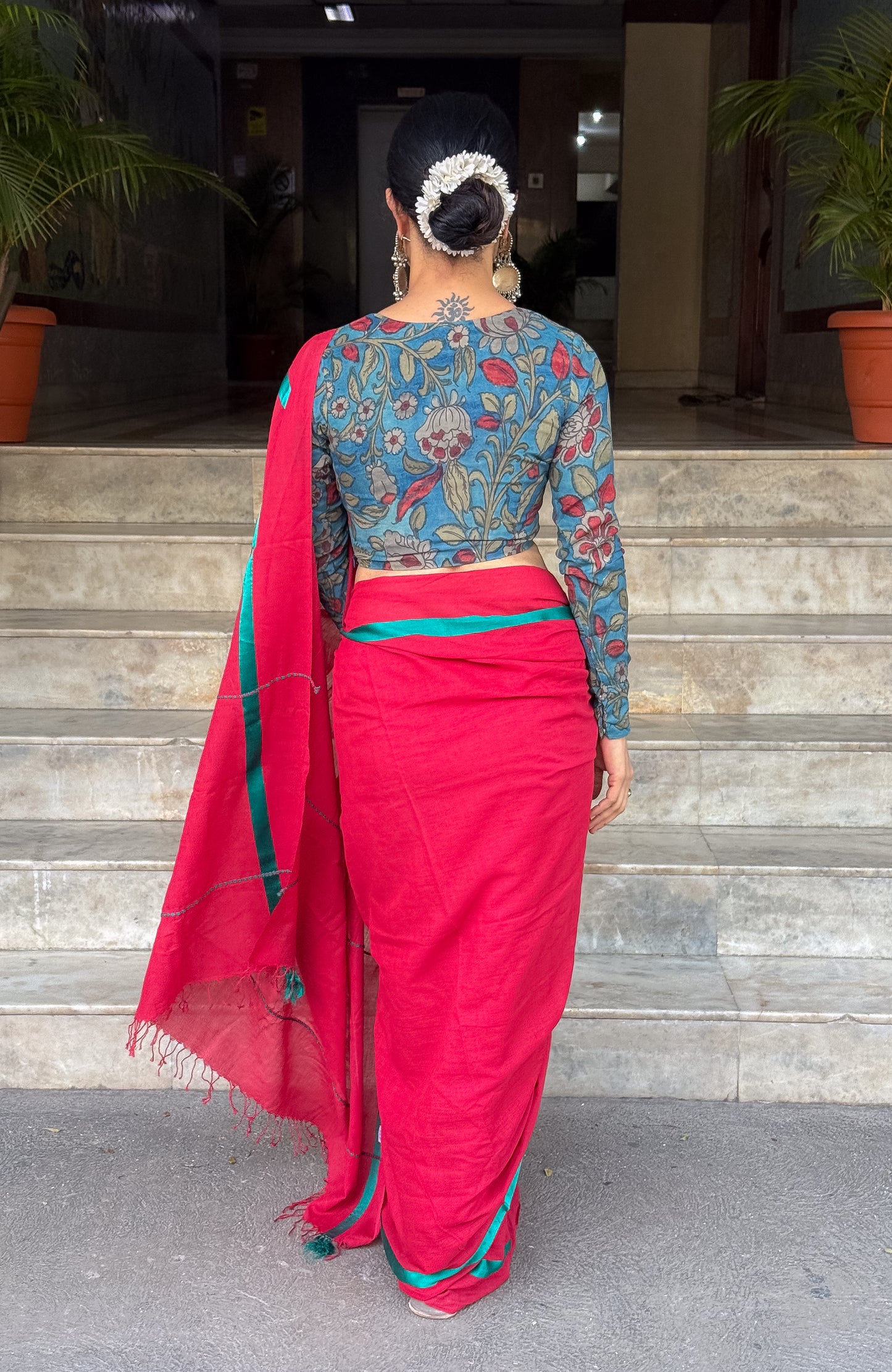 Hand Painted In Natural Colour Kalamkari Blouse