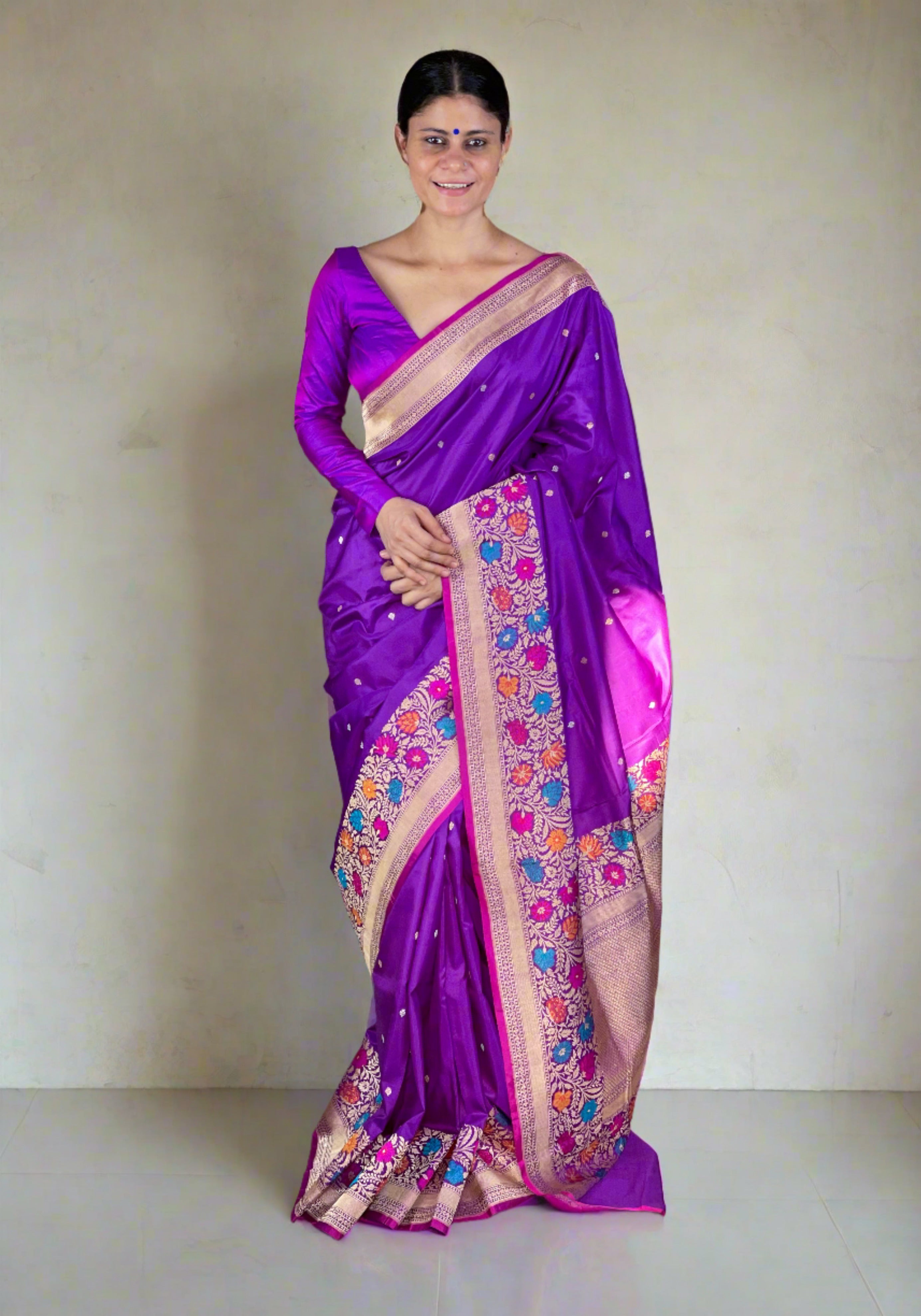 Buy Mahadhya Solid/Plain Daily Wear Georgette Purple Sarees Online @ Best  Price In India | Flipkart.com