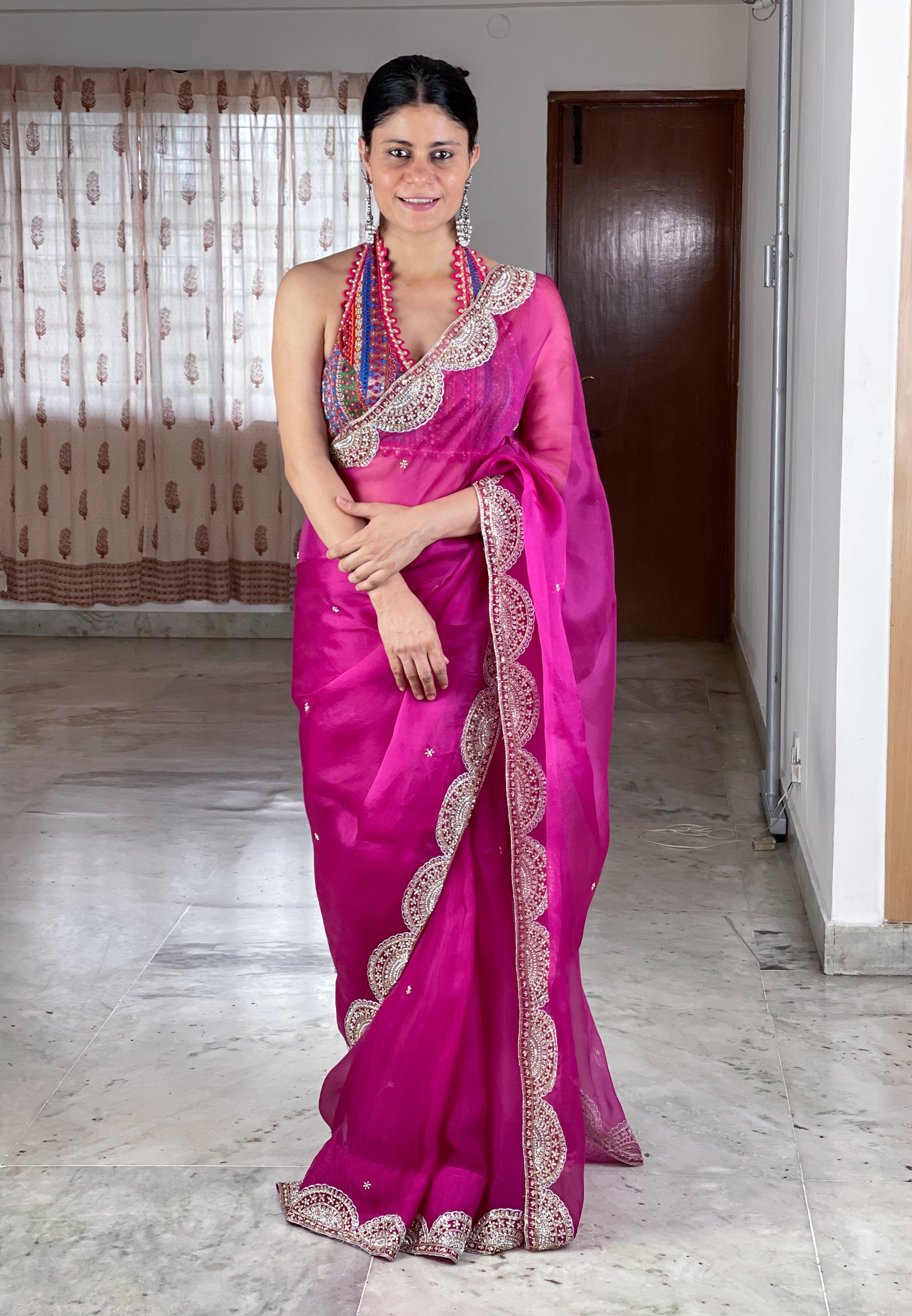 Pink Banarasi Silk Zardosi Embroidered Saree Set Design by Jayanti Reddy at  Pernia's Pop Up Shop 2024