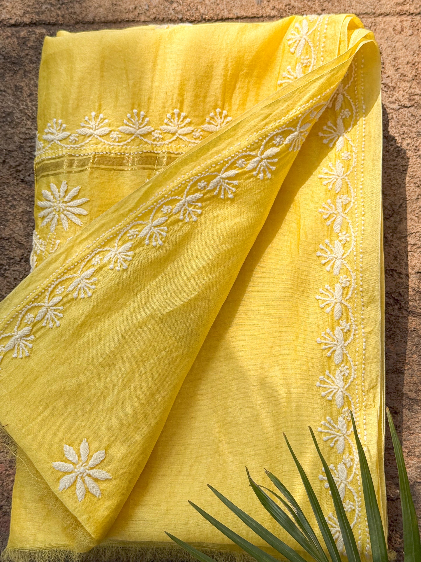 Chanderi Silk Handembroidered Chikankari Dupatta