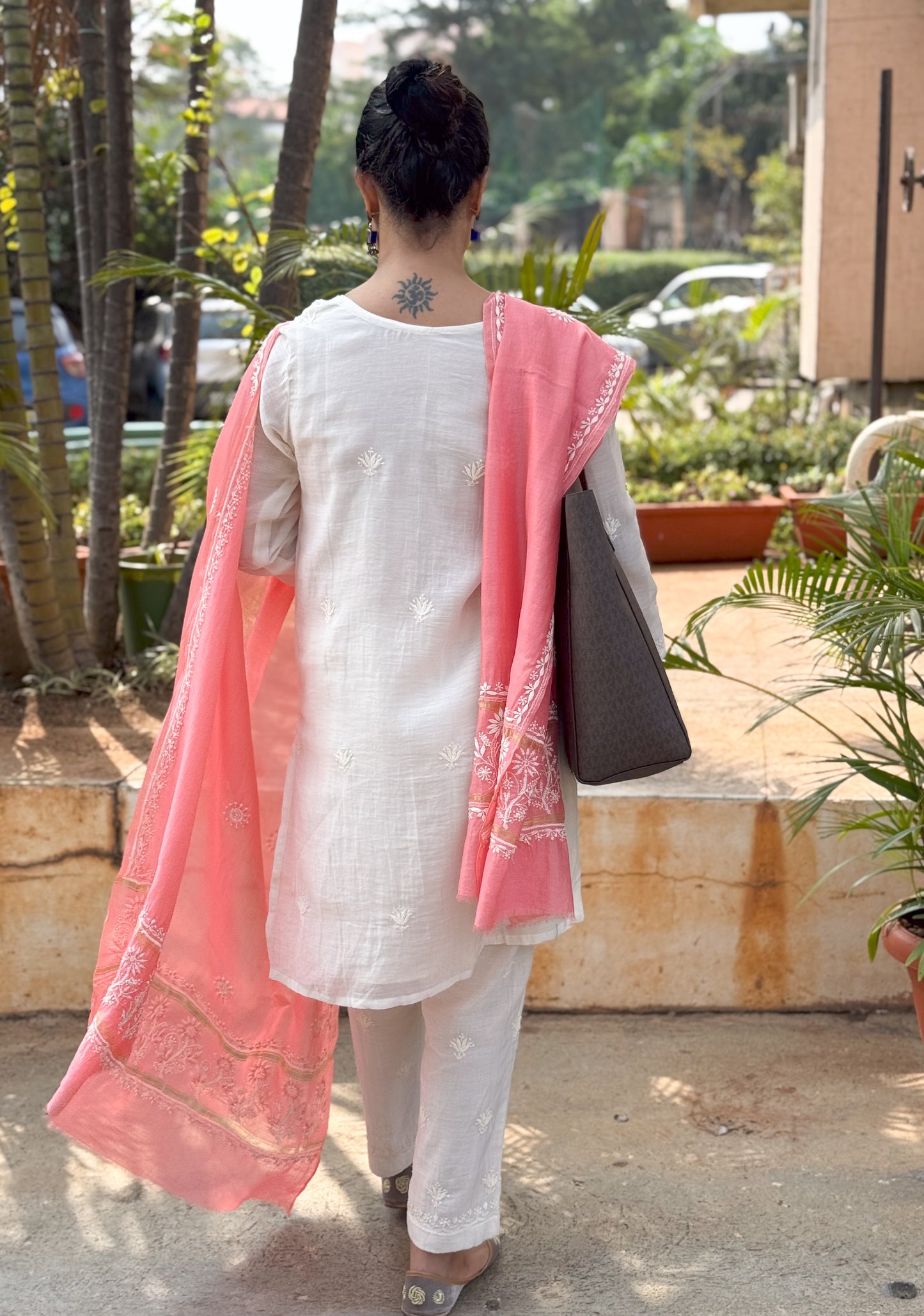 Chanderi Silk Handembroidered Chikankari Dupatta