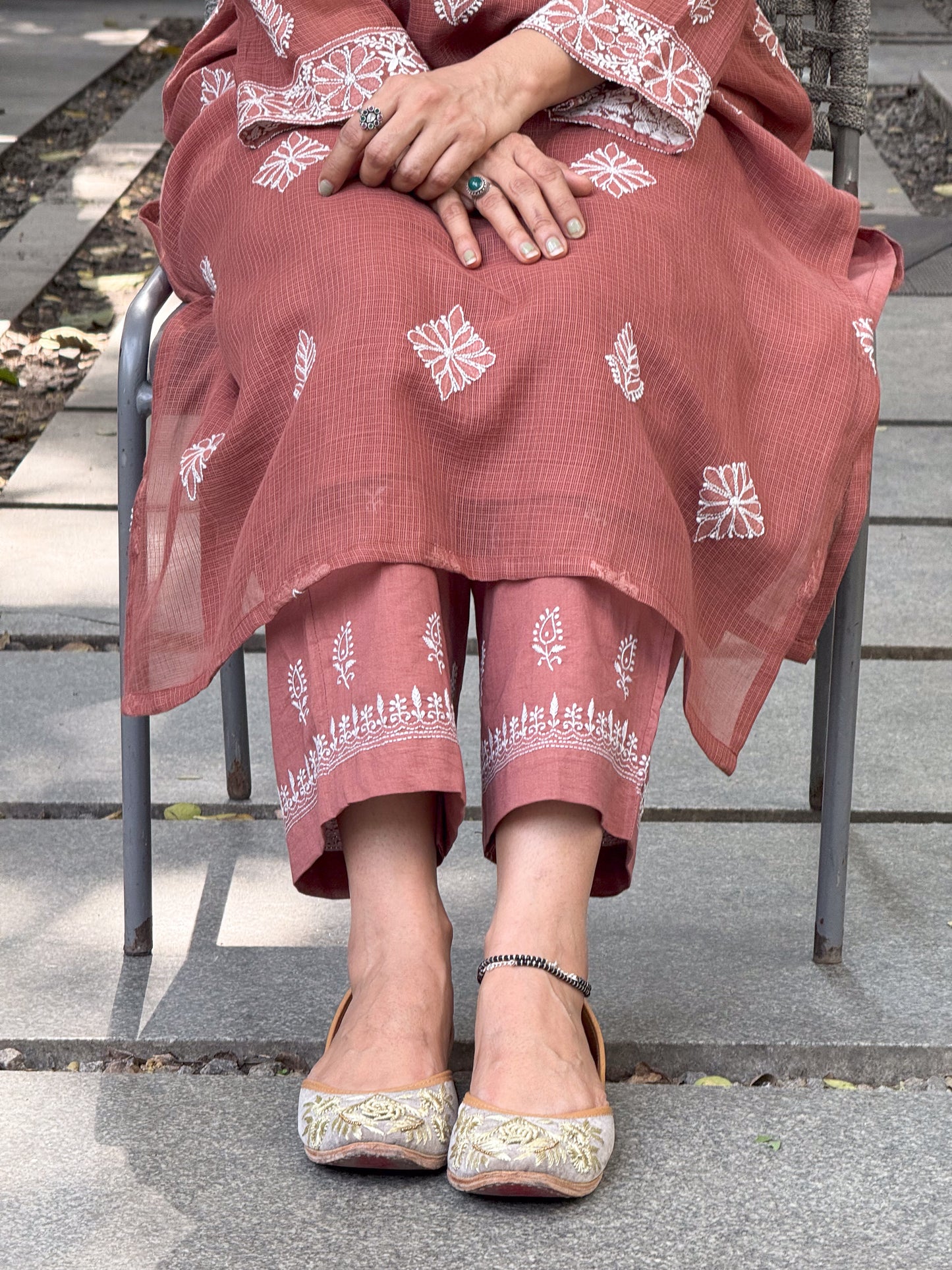 Handembroidered Chikankari cotton pant