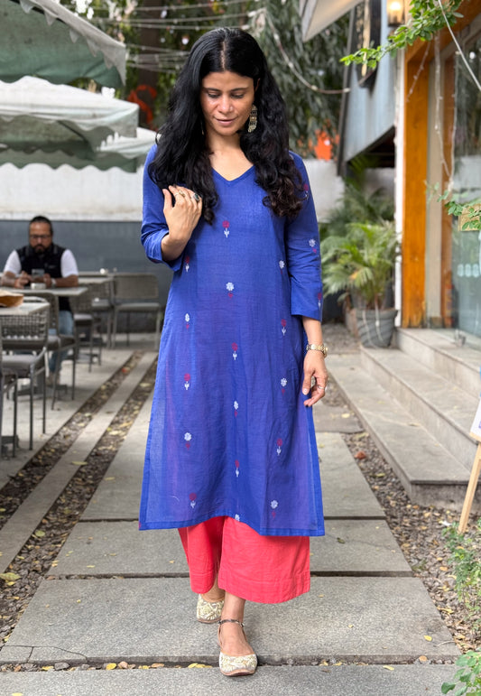 Handwoven Jamdani  Muslin Straight Kurta