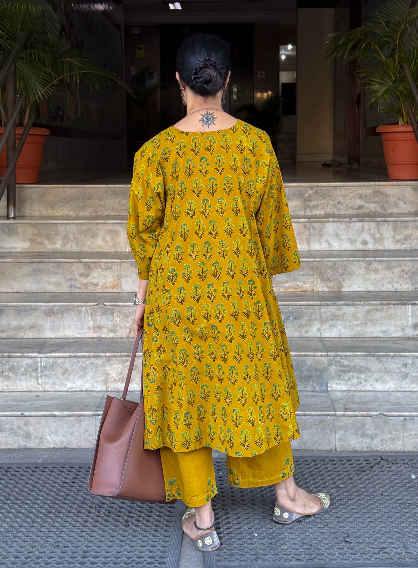 Handblock Printed Natural Dyed Ajrakh Kalidar Kurta