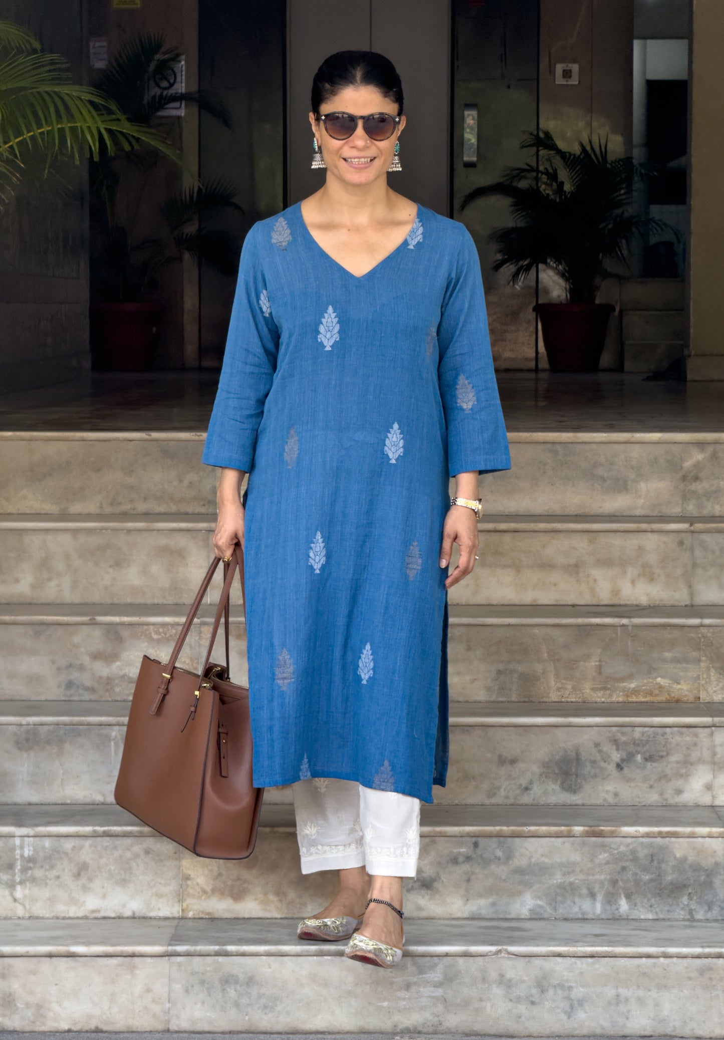 Handwoven Jamdani  Muslin Straight  Kurta