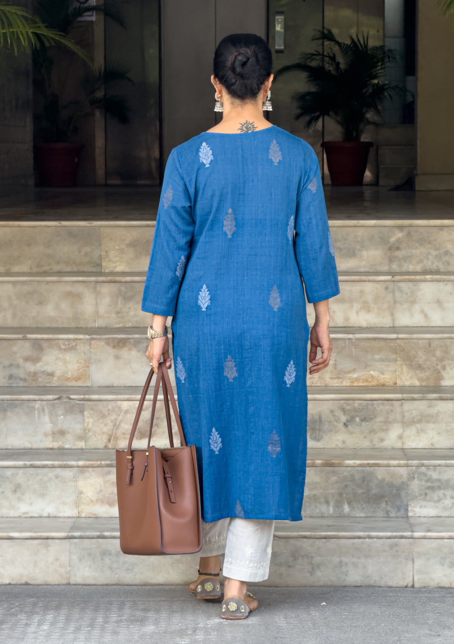 Handwoven Jamdani  Muslin Straight  Kurta