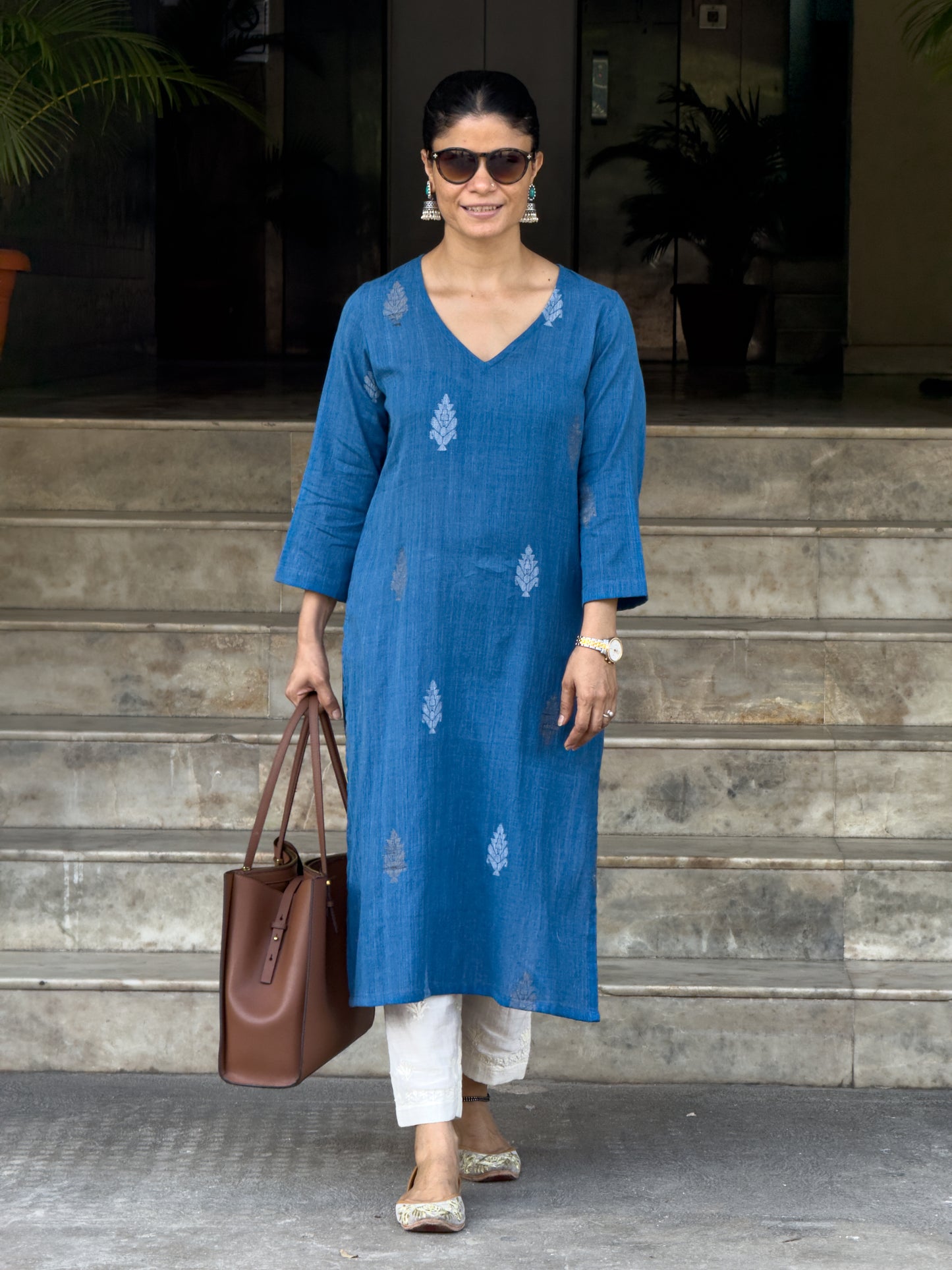 Handwoven Jamdani  Muslin Straight  Kurta