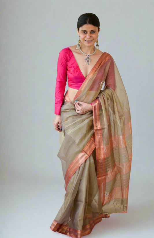 Handloom Maheswari Tissue Silk Saree