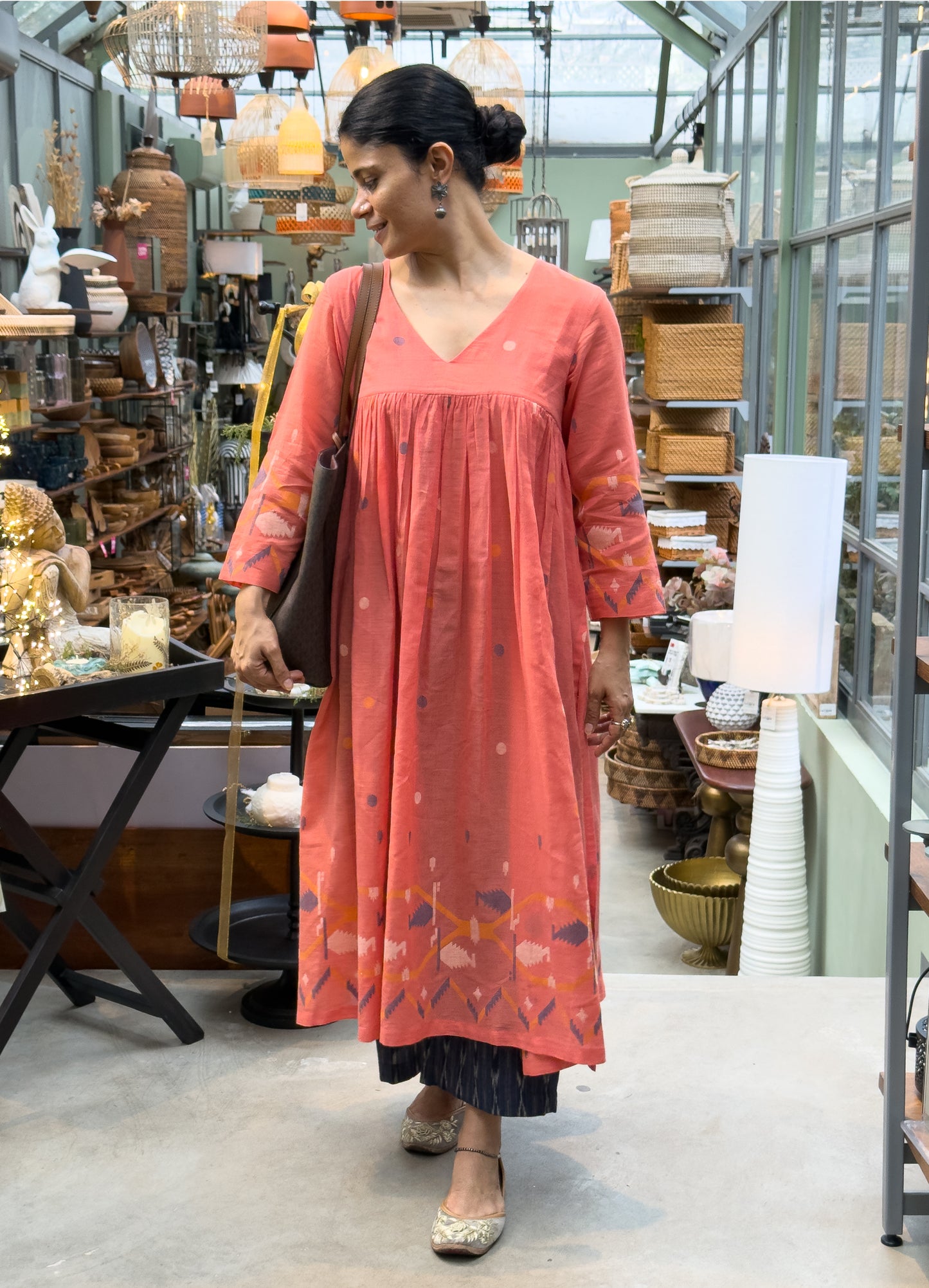 Handwoven Jamdani  Muslin Kalidar Kurta