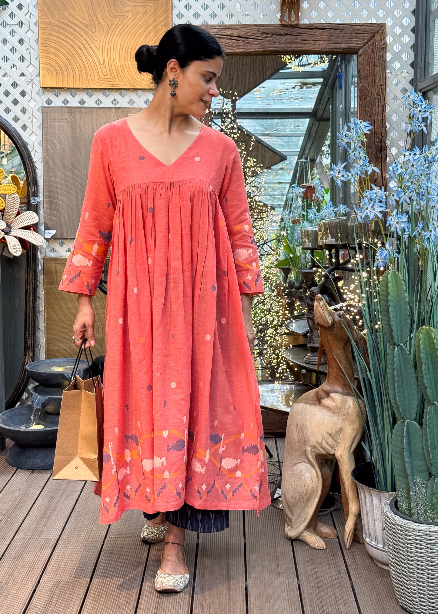 Handwoven Jamdani  Muslin Kalidar Kurta