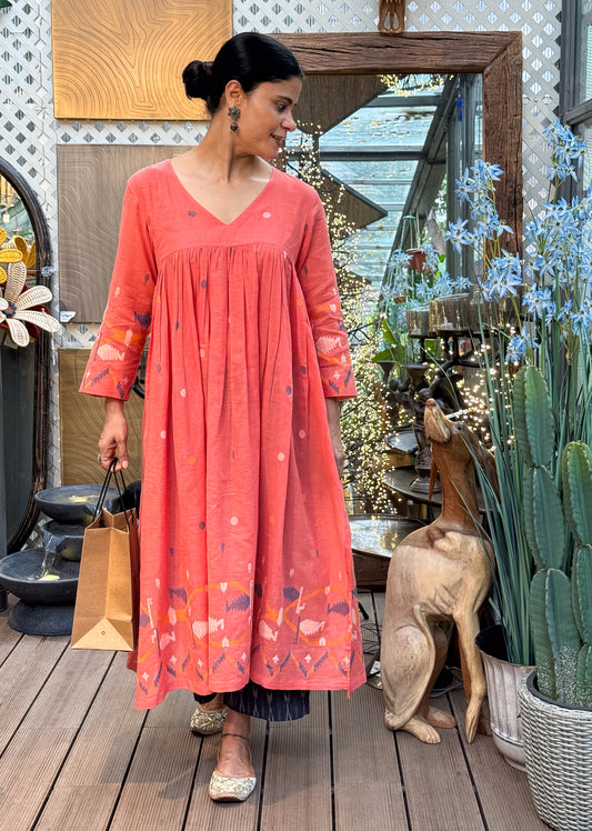 Handwoven Jamdani  Muslin Kalidar Kurta