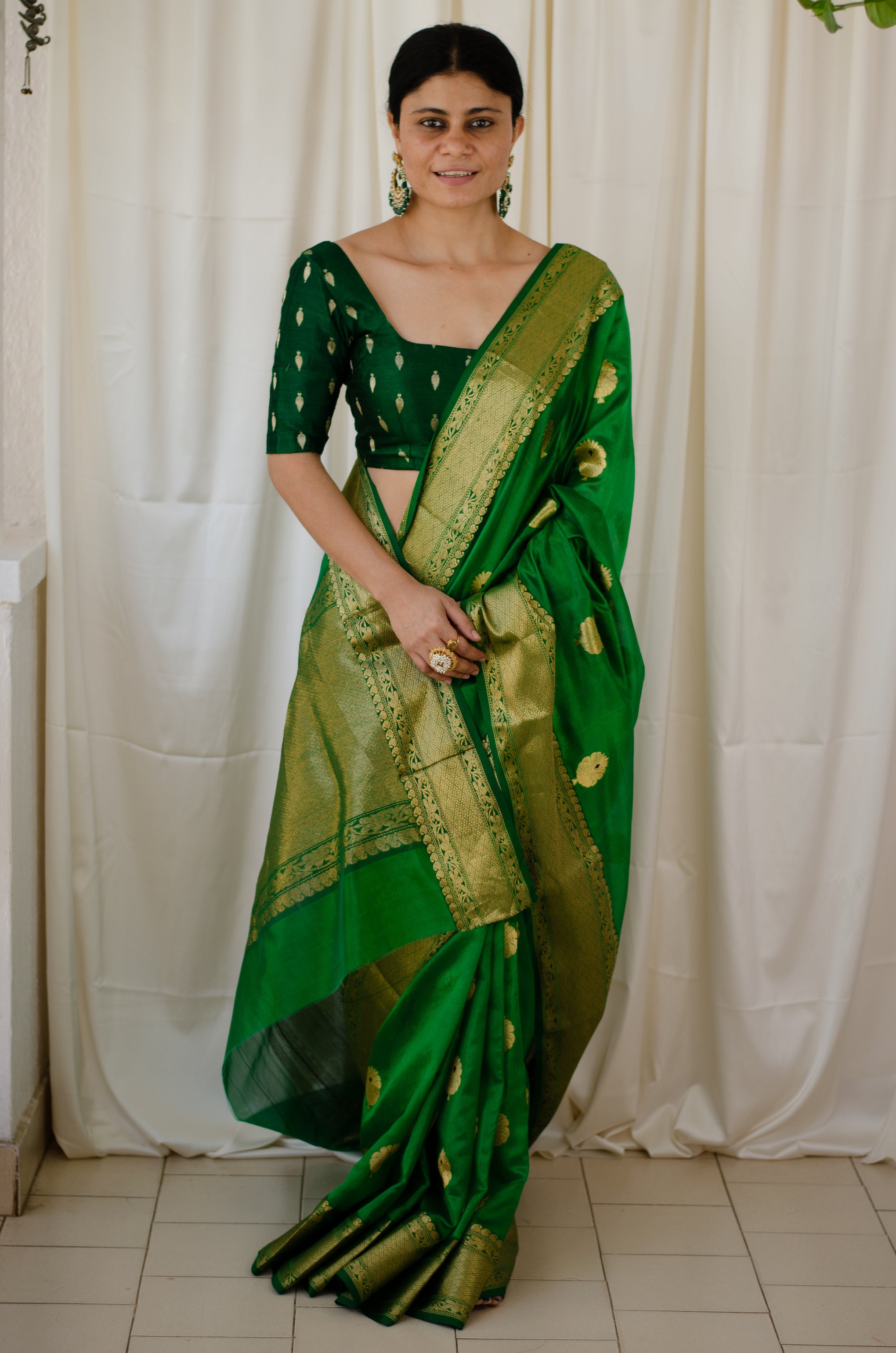 Buy Janasya Rashmika X Saji Saheli - Women's Sea Green Chanderi Silk  Paisley Saree Online at Best Prices in India - JioMart.