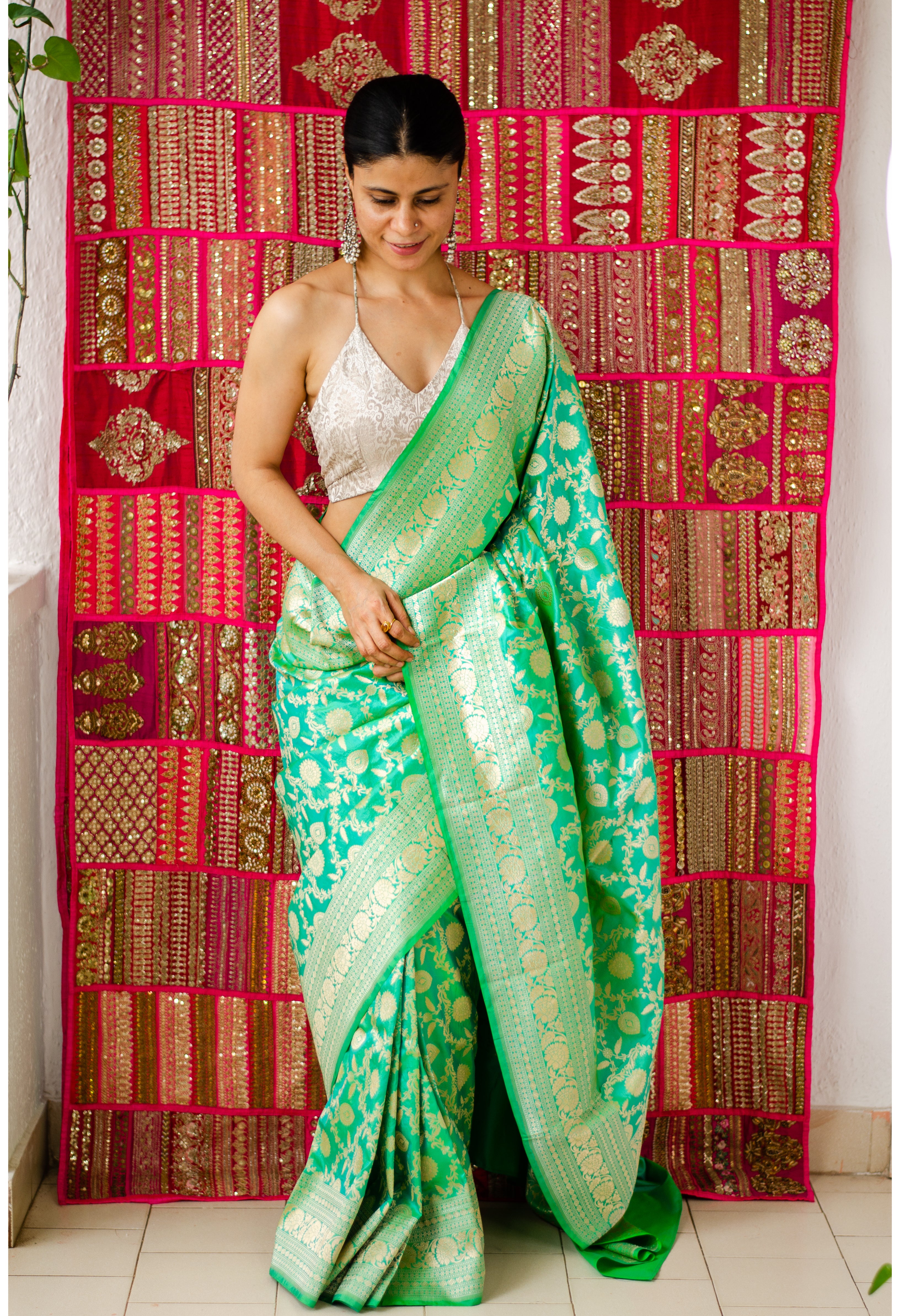 Parrot Green Color Banarasi Semi Georgette Silk Saree | Banarasi Saree |  Georgette Sarees | Semi Georgette Sarees Muted Gold Zari Weave | Silk saree  banarasi, Pure products, Color