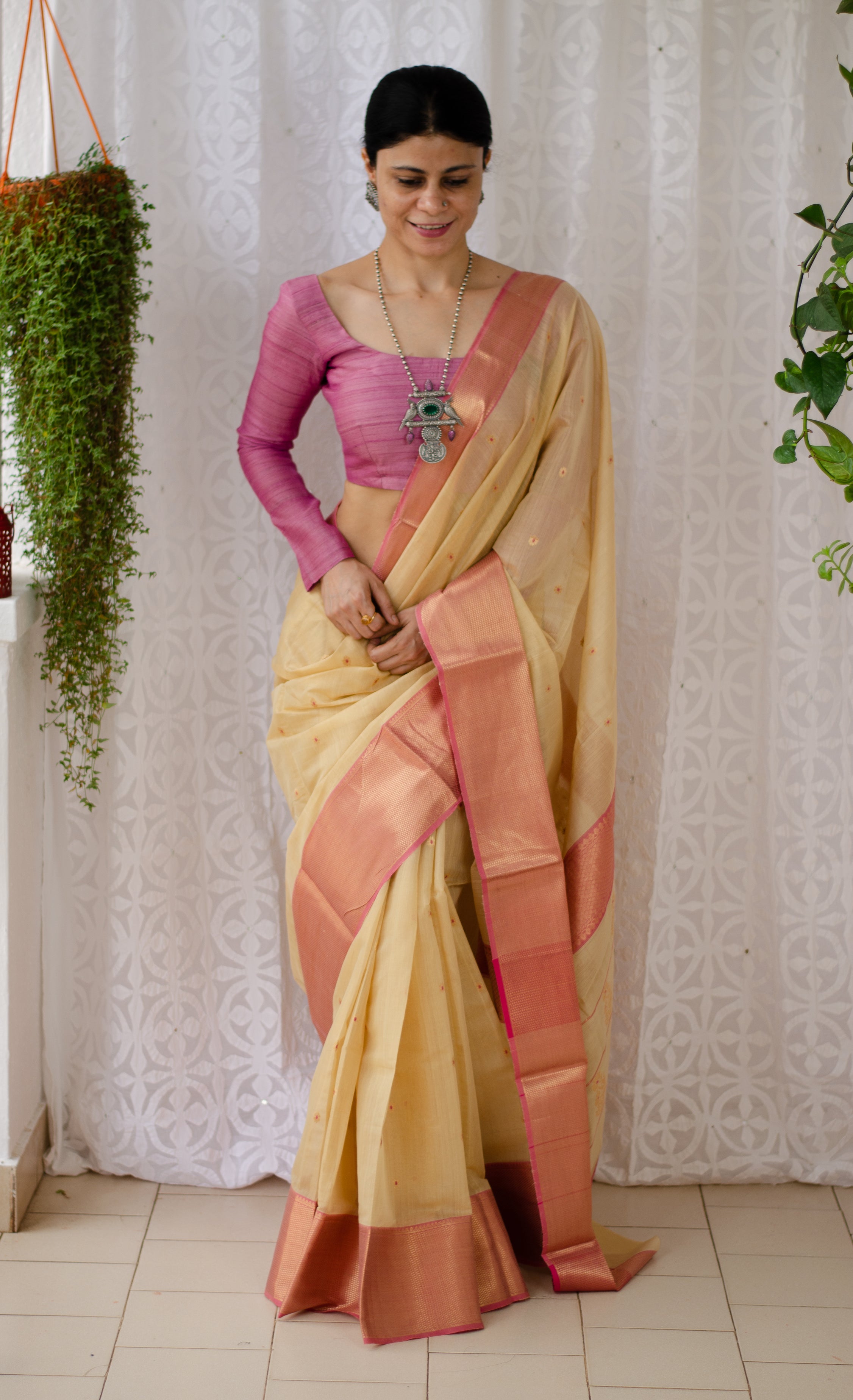 Scarlet Chanderi Tissue Saree – Deshidori