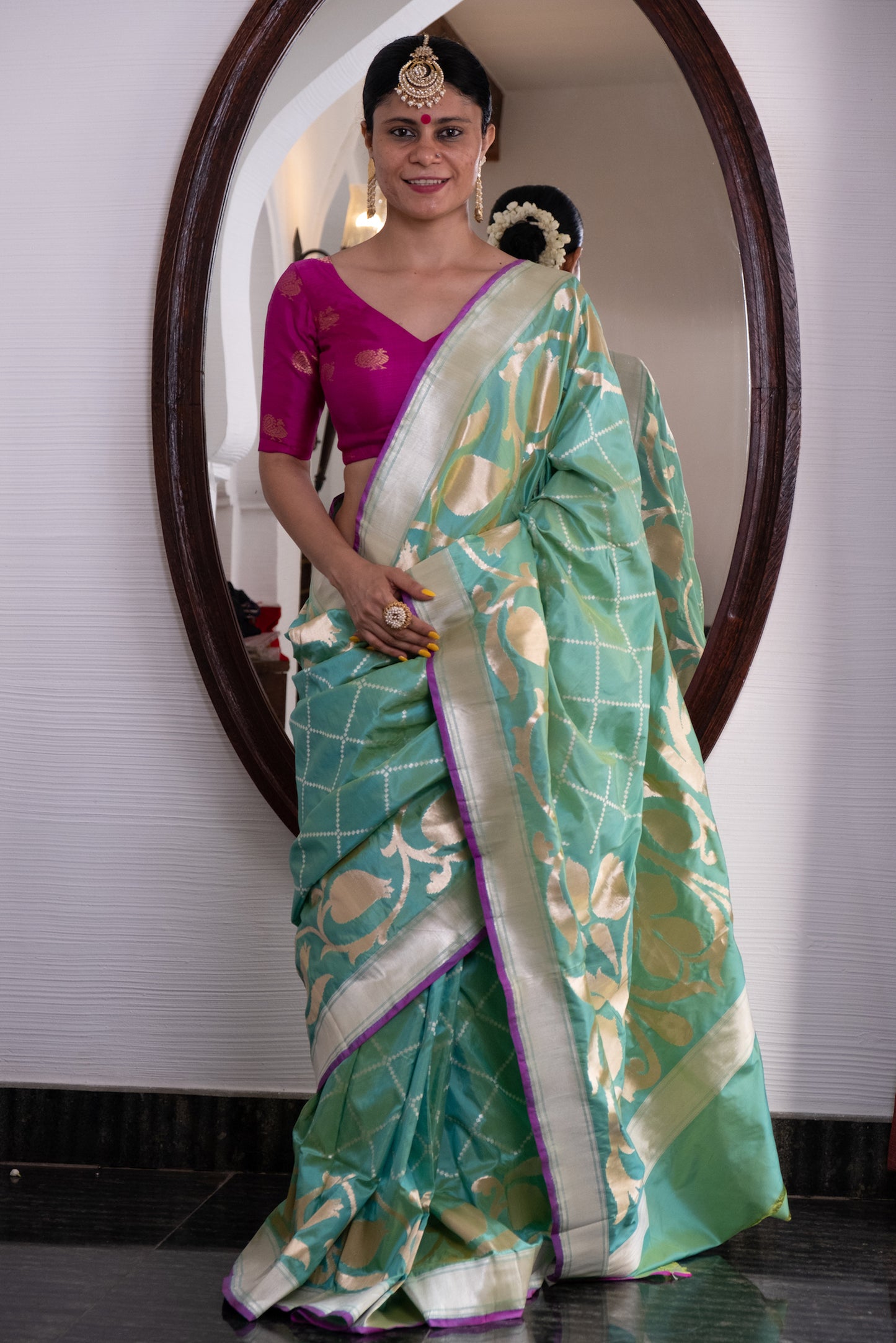 Pista Green  Colour Cut Work Handloom Katan Silk Banarasi  Designer Saree