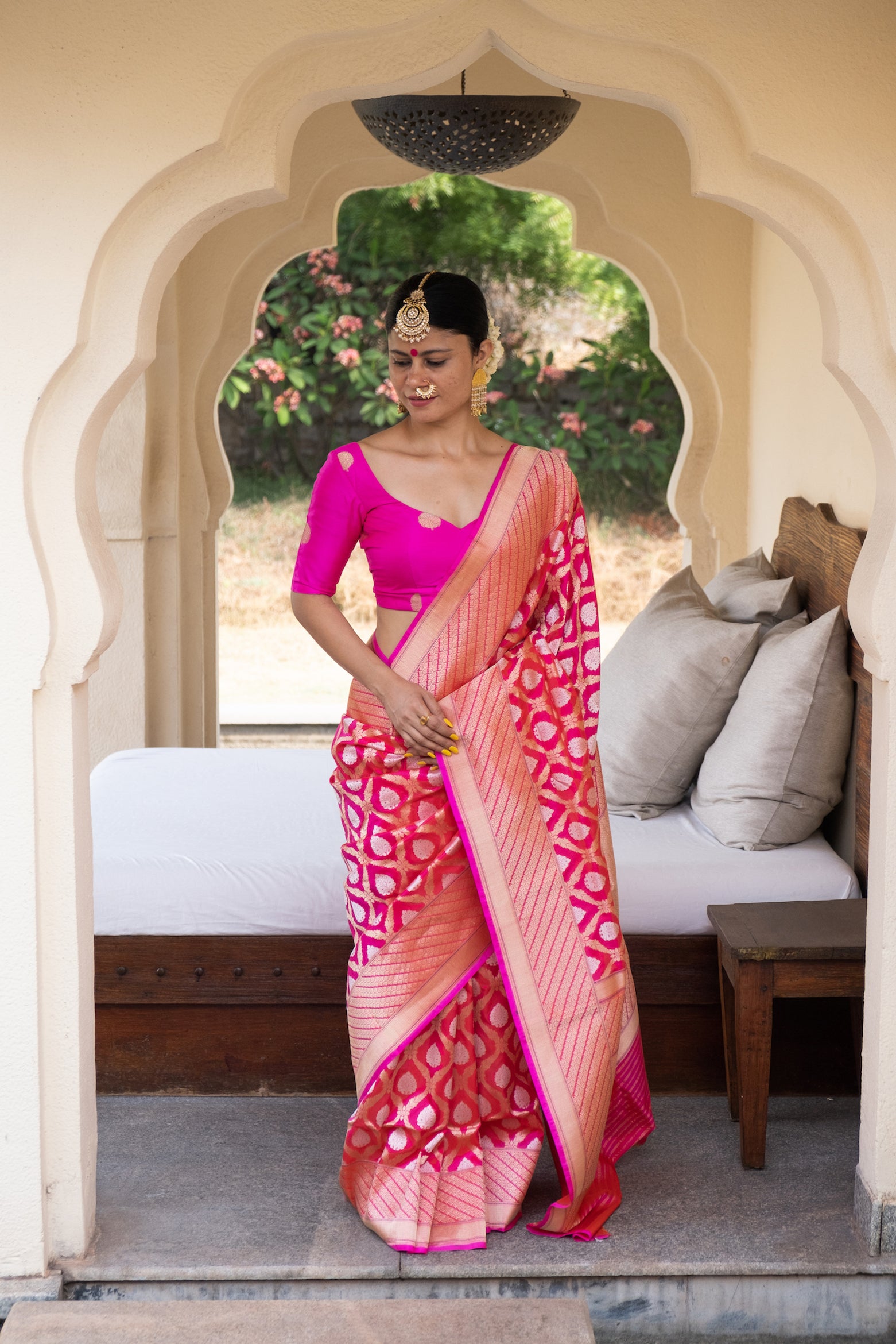 Paaprika Silk Handwoven Banarasi Saree | Pink, Banarasi Motifs, Pure Silk |  Fashion, Aza fashion, Banarasi sarees