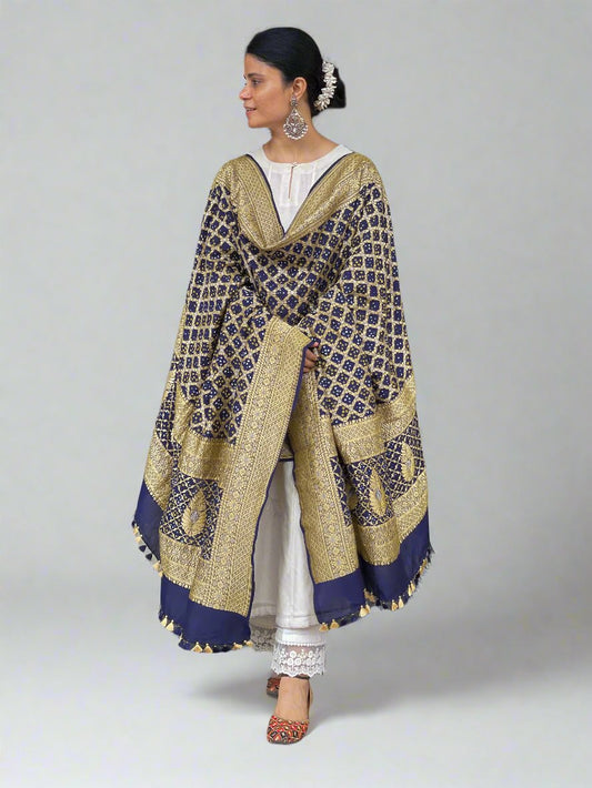 Handloom & Handmade Georgette Banarasi Bandhini Silk dupatta