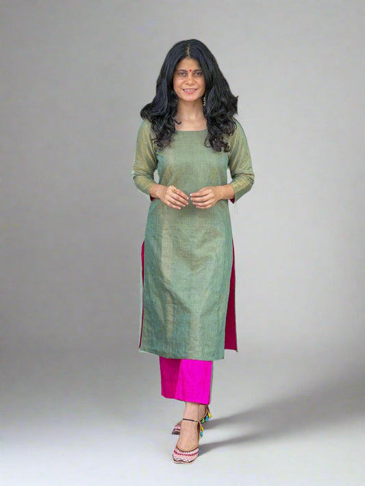 Handloom Metallic Silk Kurta