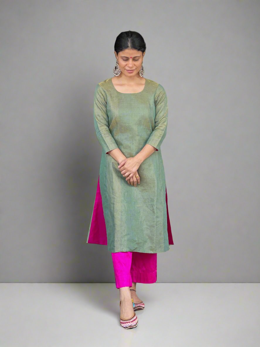 Handloom Metallic Silk Kurta