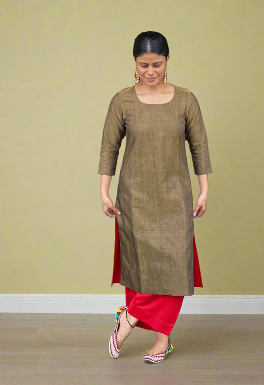 Handloom Metallic Silk Kurta