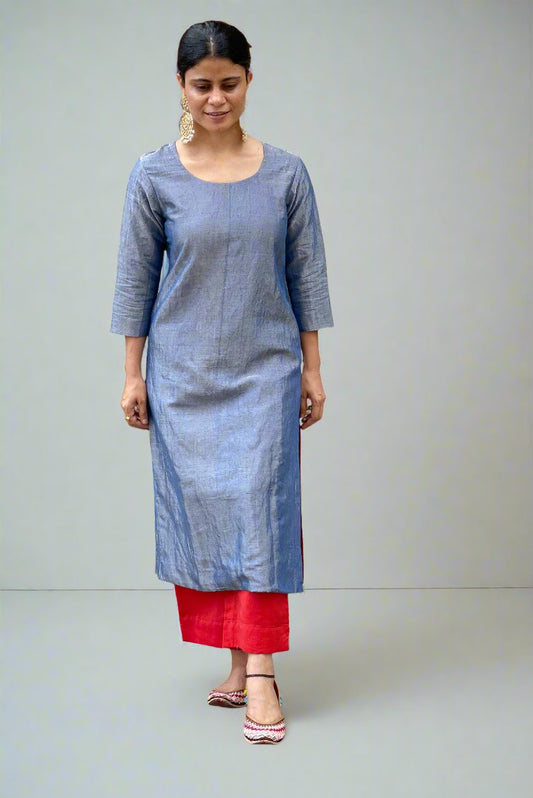 Handloom Metallic Silk Kurta